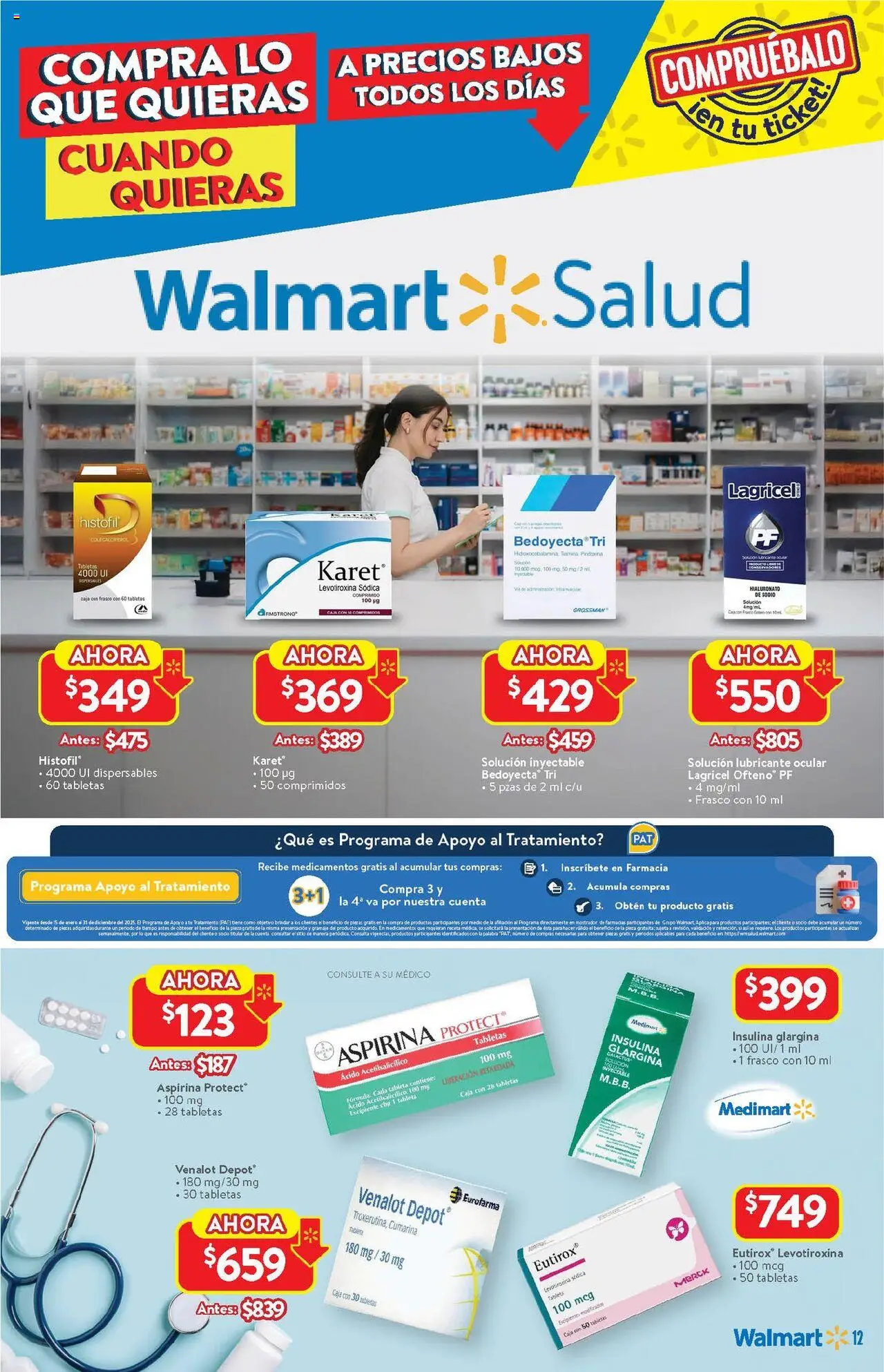 Nuevas ofertas de Walmart válidas en toda la República Mexicana desde el 14.08.2025. ¡Encuentra las mejores ofertas en Walmart - Folleto! | Página: 12 | Productos: Frasco, Caja, Tableta