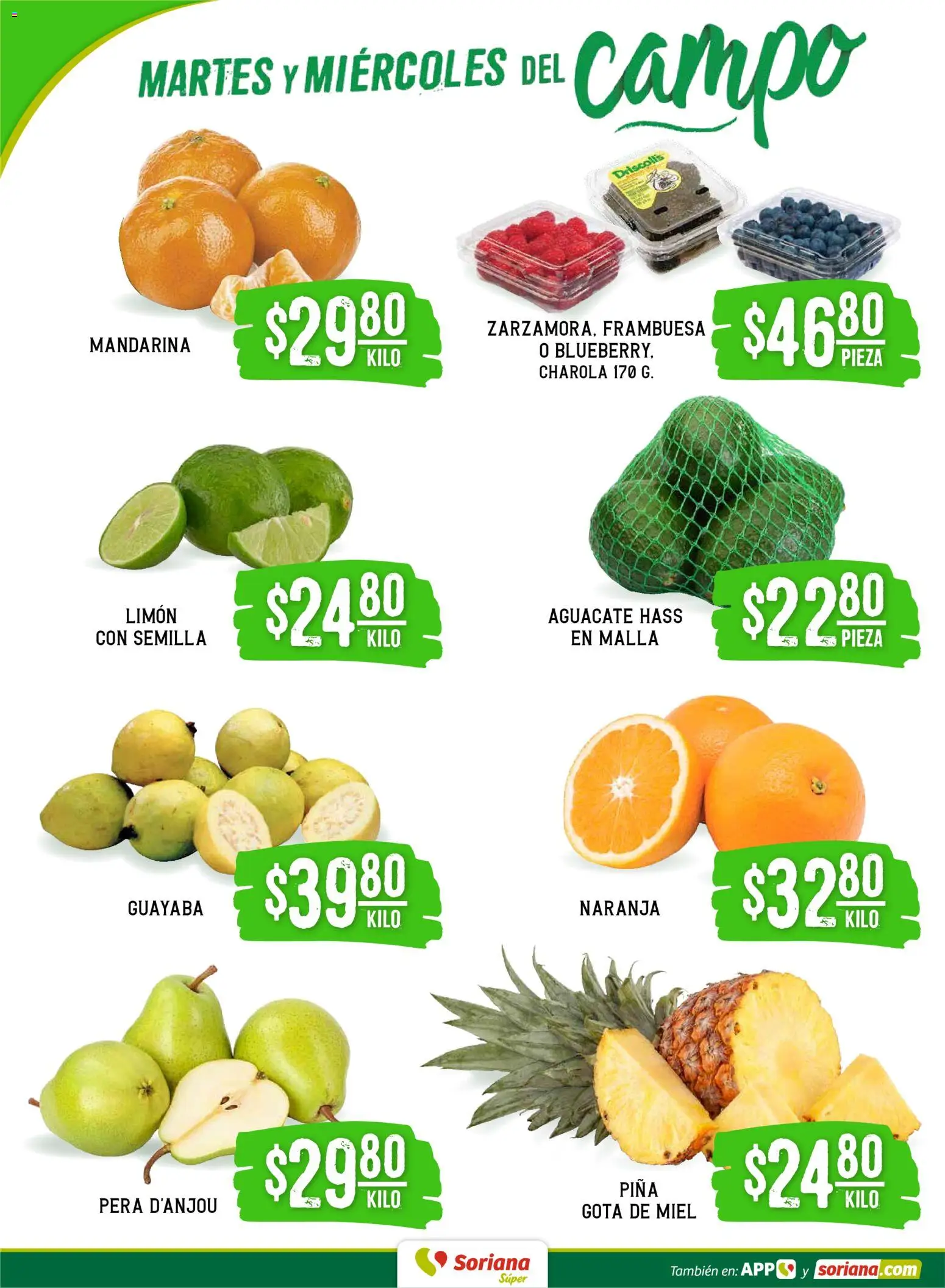 Nuevas ofertas de Soriana válidas en toda la República Mexicana desde el 13.01.2026. ¡Encuentra las mejores ofertas en Soriana - Martes y Miércoles del Campo Súper: Saltillo y Torreón! | Página: 2 | Productos: Pera, Limón, Aguacate, Malla