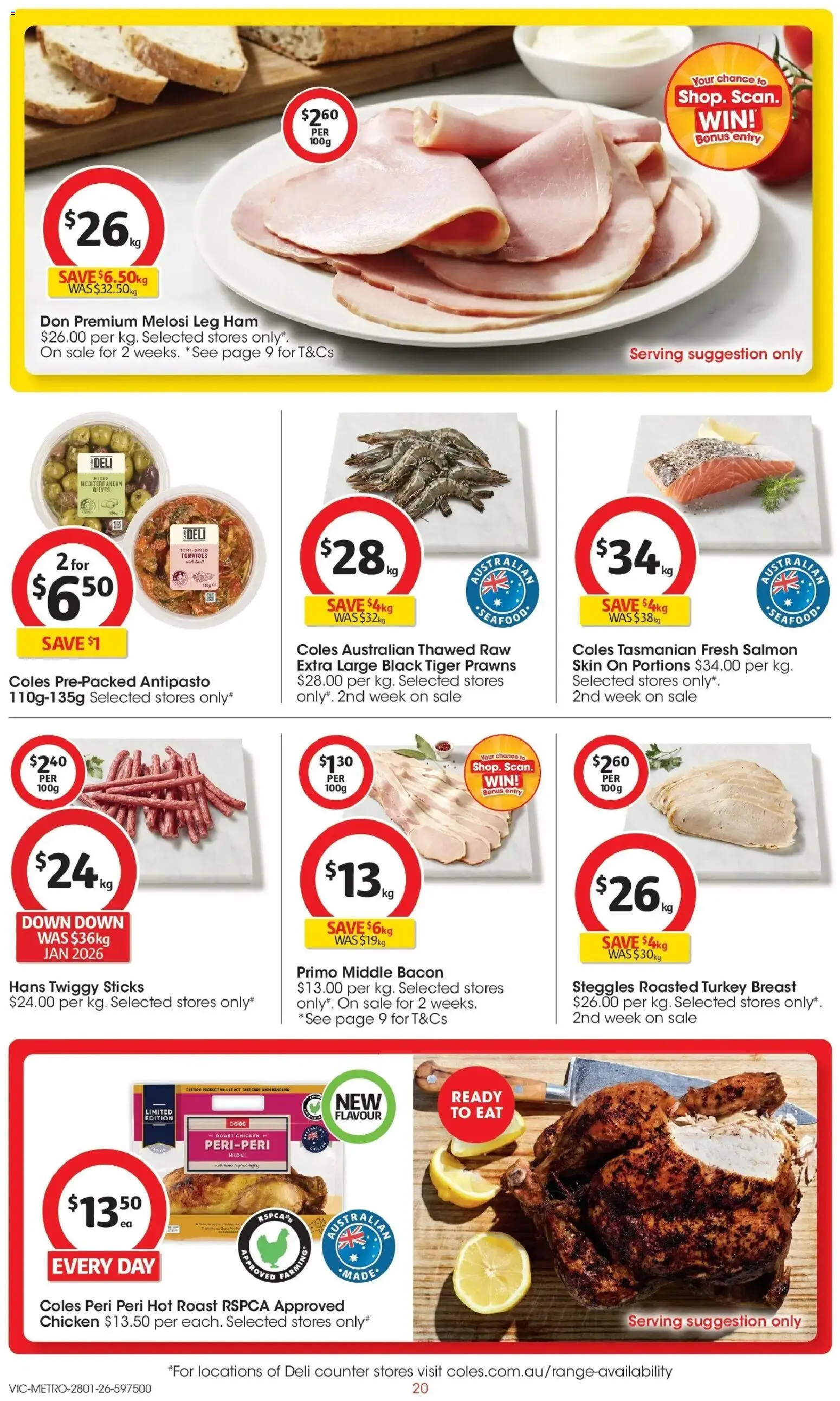 Coles catalogue - valid from 25.01.2026 | Page: 20 | Products: Bacon, Chicken, Seafood, Turkey