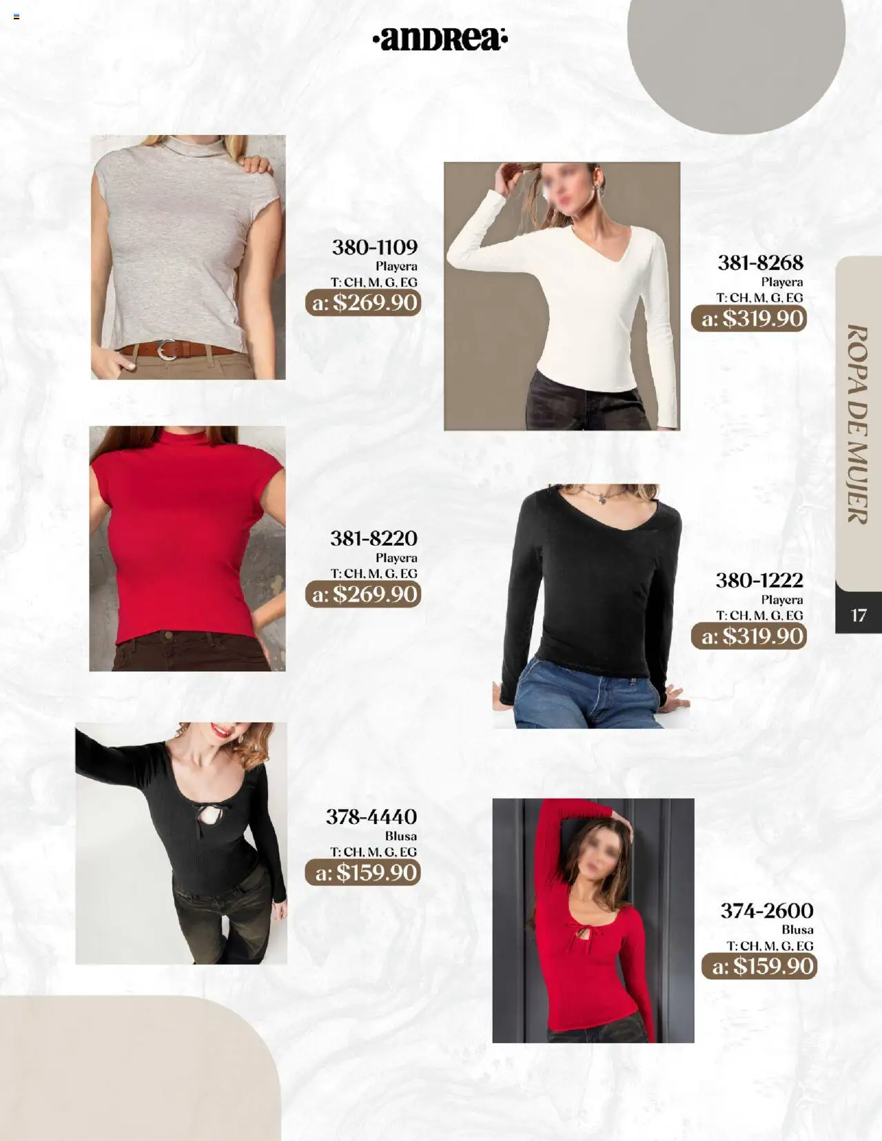 Nuevas ofertas de Andrea válidas en toda la República Mexicana desde el 24.08.2025. ¡Encuentra las mejores ofertas en Andrea - Catálogo Esenciales de Otoño! | Página: 17 | Productos: Blusa, Ropa, Playera