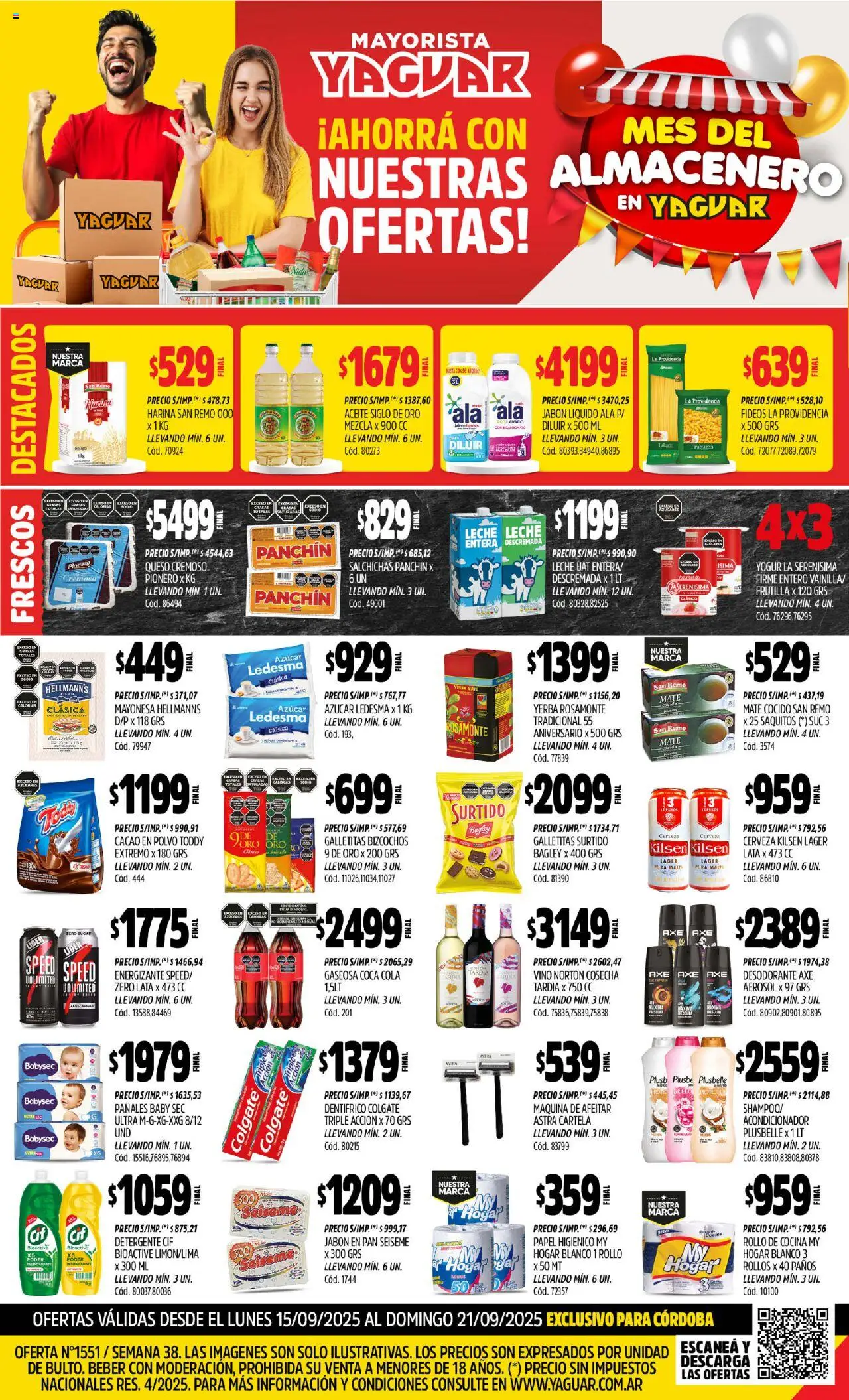Yaguar - Córdoba │ válido desde el 15.09.2025 | Página: 1 | Productos: Papel higiénico, Yerba, Queso, Pañales