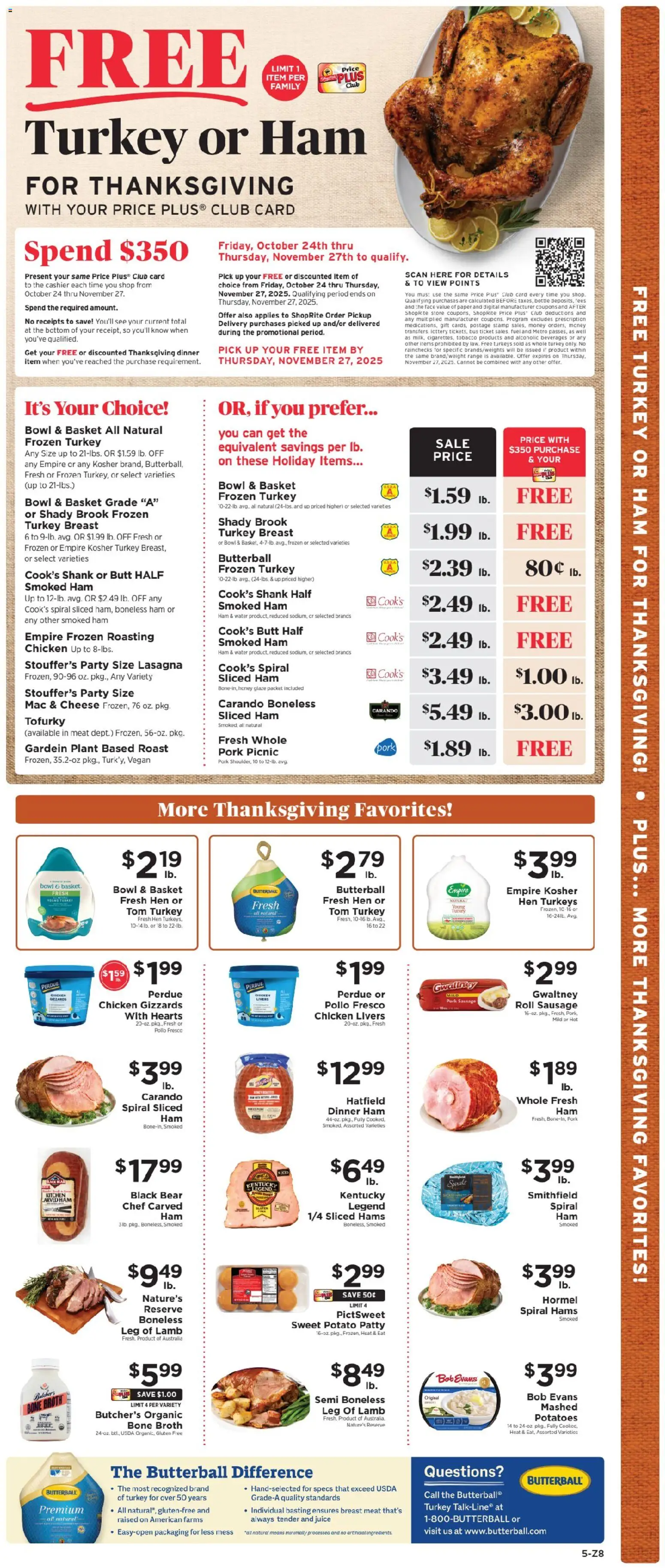 ShopRite Weekly Ad - valid from 14.11.2025 | Page: 6 | Products: Basket, Ham, Pork, Sausage