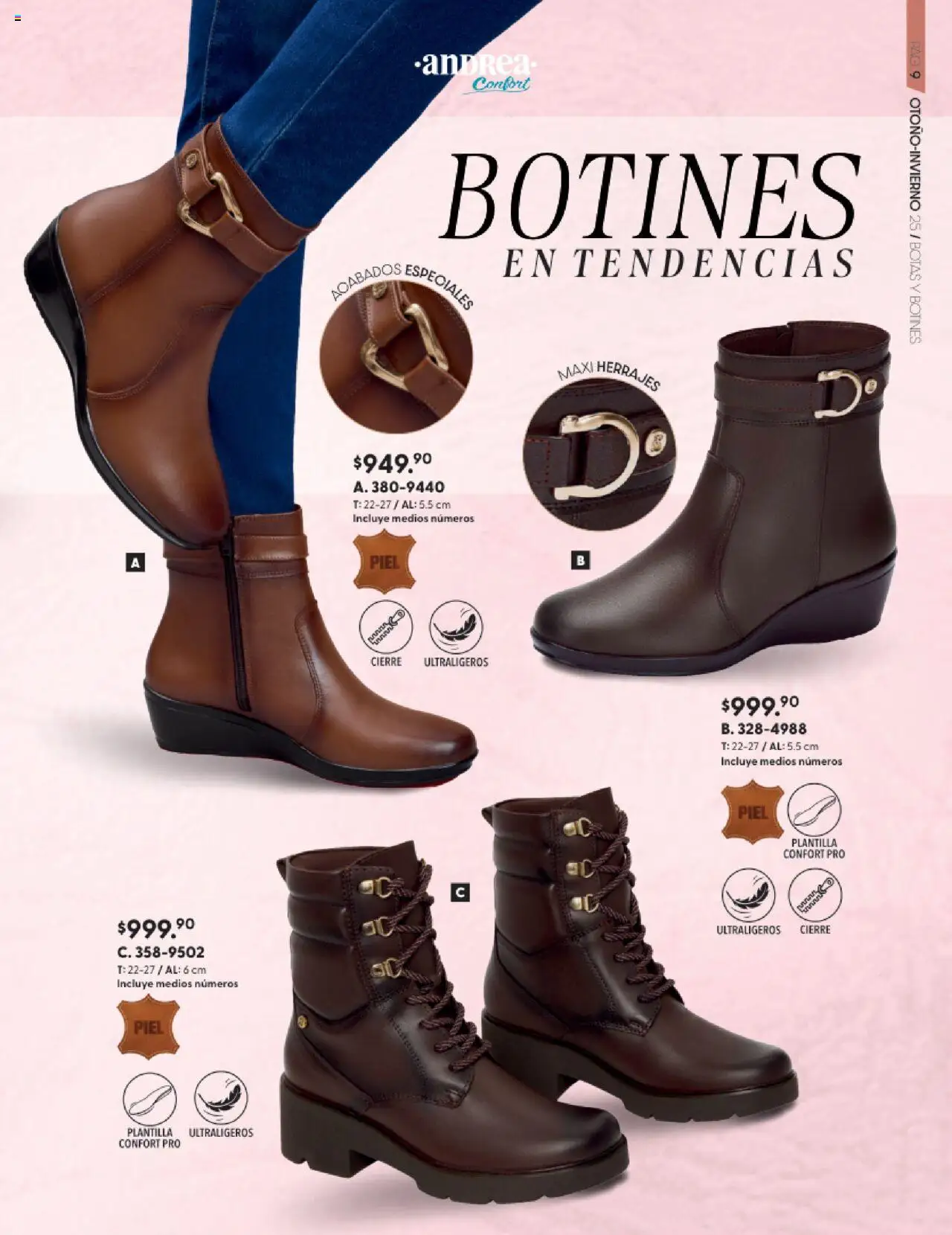 Nuevas ofertas de Andrea válidas en toda la República Mexicana desde el 24.08.2025. ¡Encuentra las mejores ofertas en Andrea - CCatálogo Calzado Confort Otoño! | Página: 9 | Productos: Botas, Botines