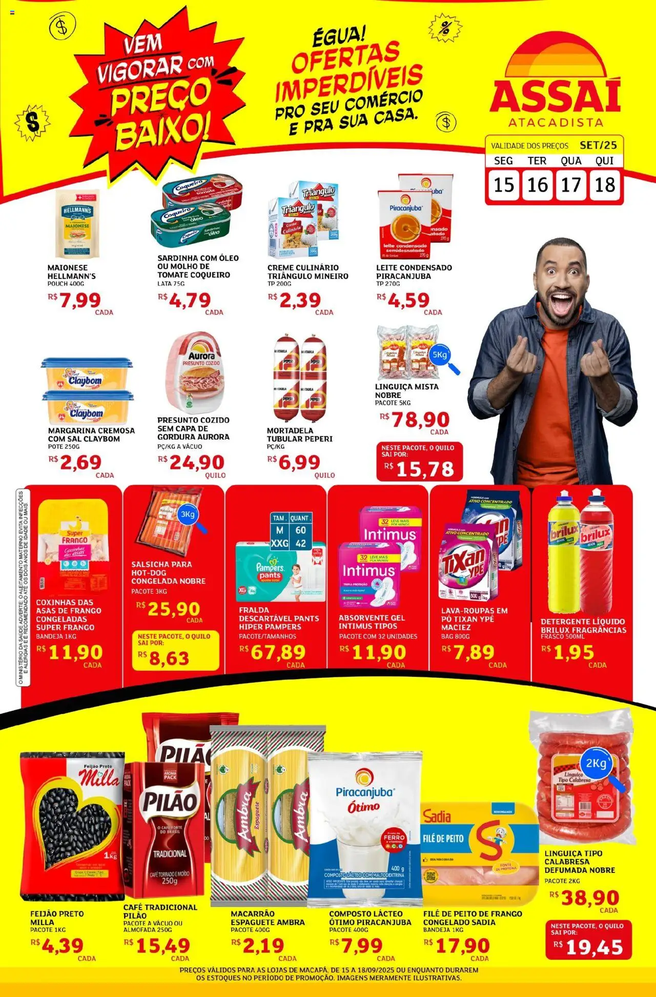 Assaí Atacadista Folheto - válido de 15.09.2025 | Página: 1 | Produtos: Feijão, Leite, Bandeja, Absorvente