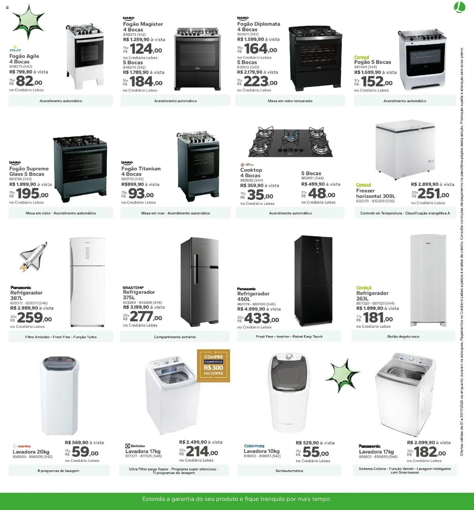 Lebes Folheto - válido de 01.11.2025 | Página: 7 | Produtos: Refrigerador, Freezer, Mesa, Fogão 5 bocas