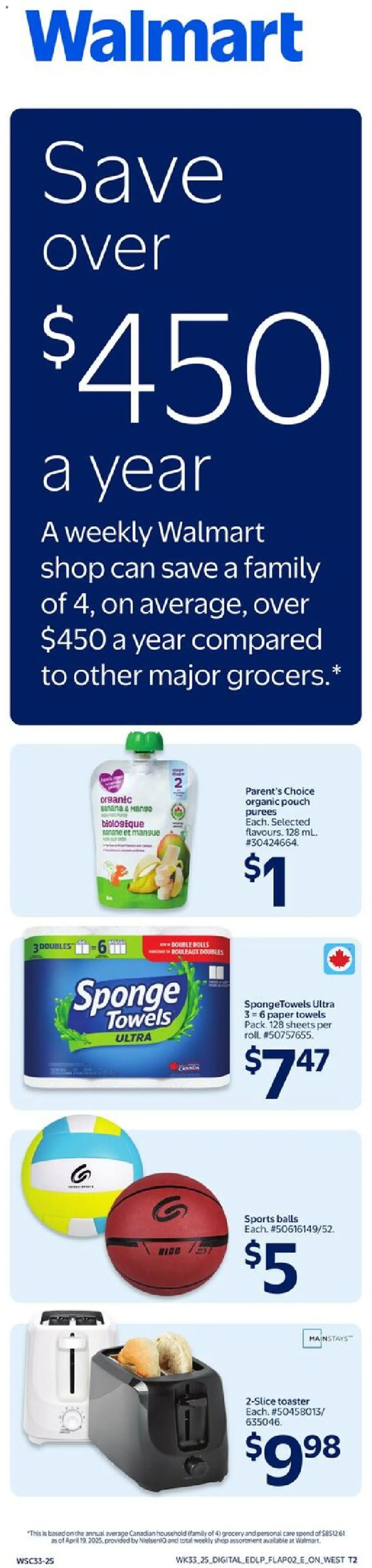 Walmart flyer valid from 11.09.2025 | Page: 4 | Products: Toaster, Sponge
