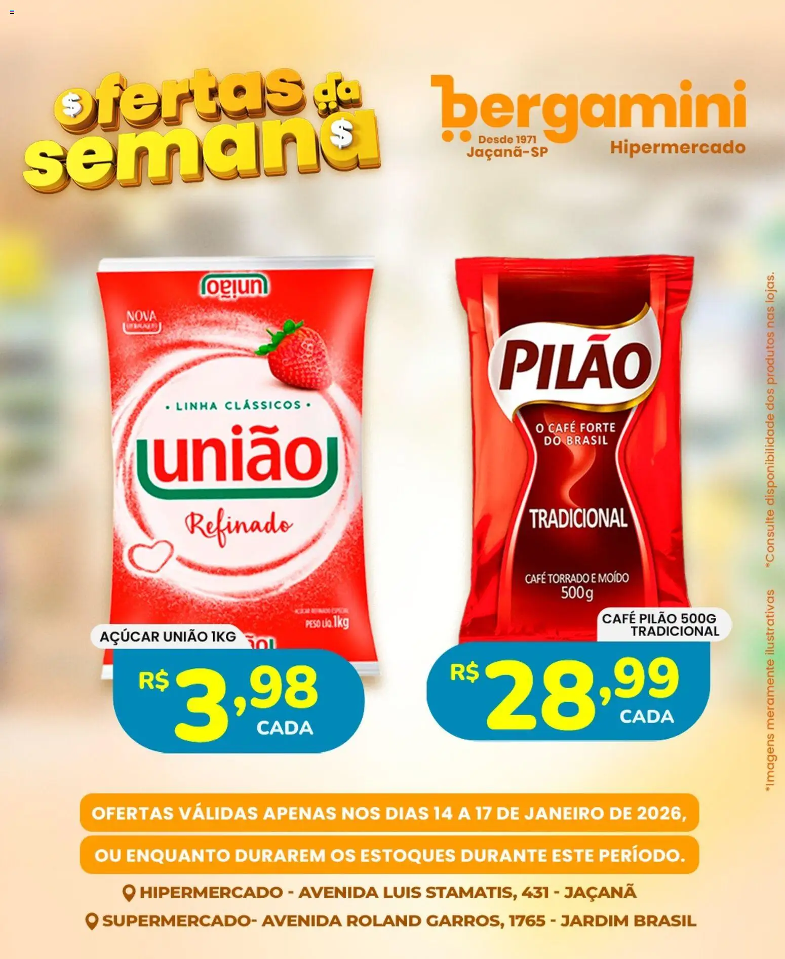 Supermercado Bergamini Folheto - válido de 14.01.2026 | Página: 6 | Produtos: Café, Café pilão, Açúcar