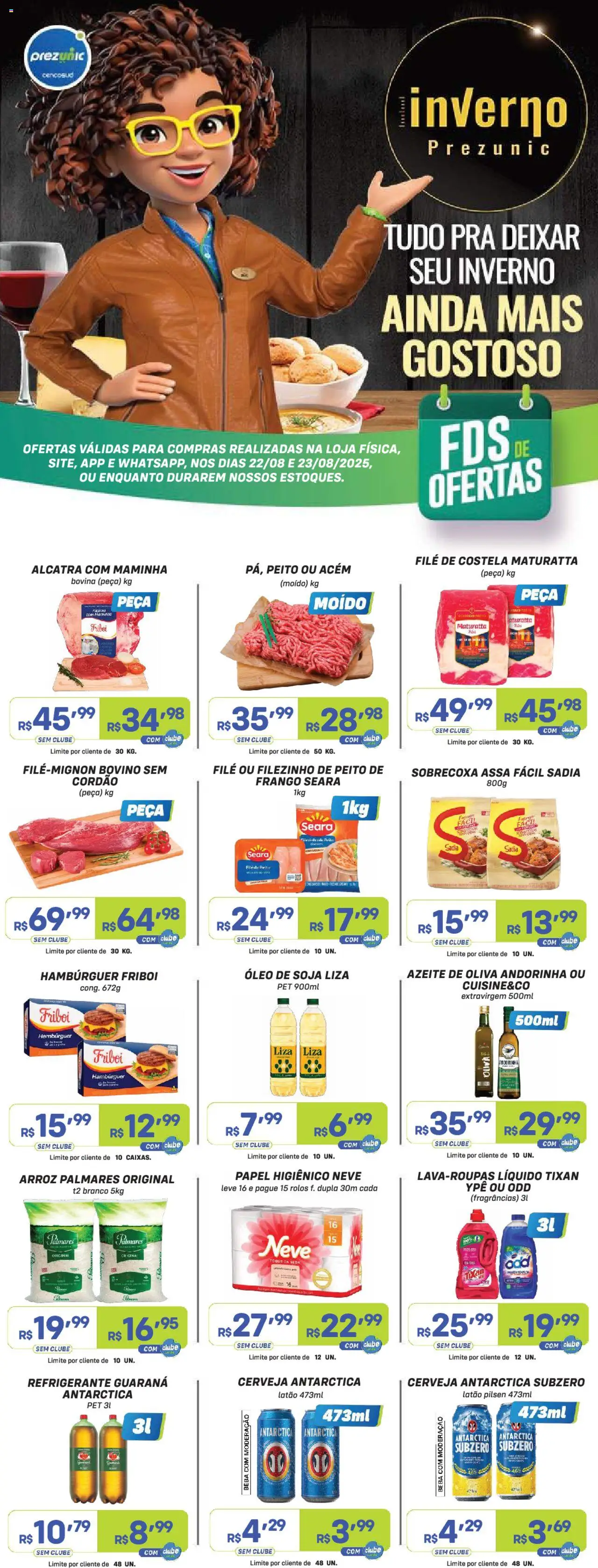 Prezunic Folheto - válido de 22.08.2025 | Página: 1 | Produtos: Pó, Guaraná, Cerveja, Azeite