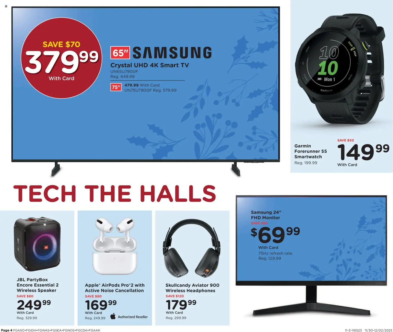 Fred Meyer 3 Days of Deals - valid from 30.11.2025 | Page: 4 | Products: Smartwatch, Monitor, Headphones, Speaker