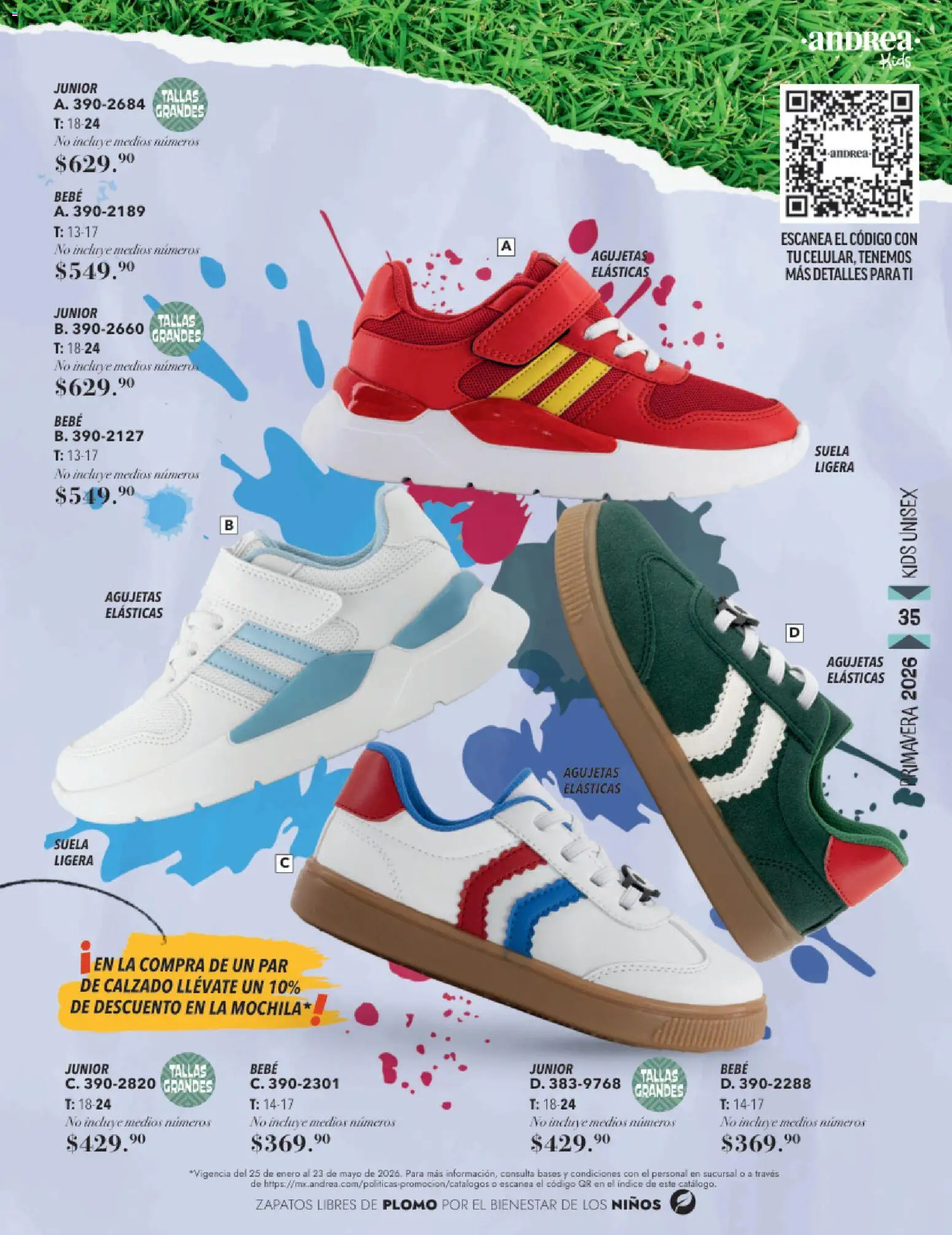 Nuevas ofertas de Andrea válidas en toda la República Mexicana desde el 25.01.2026. ¡Encuentra las mejores ofertas en Andrea catálogo Infantil! | Página: 35 | Productos: Zapatos