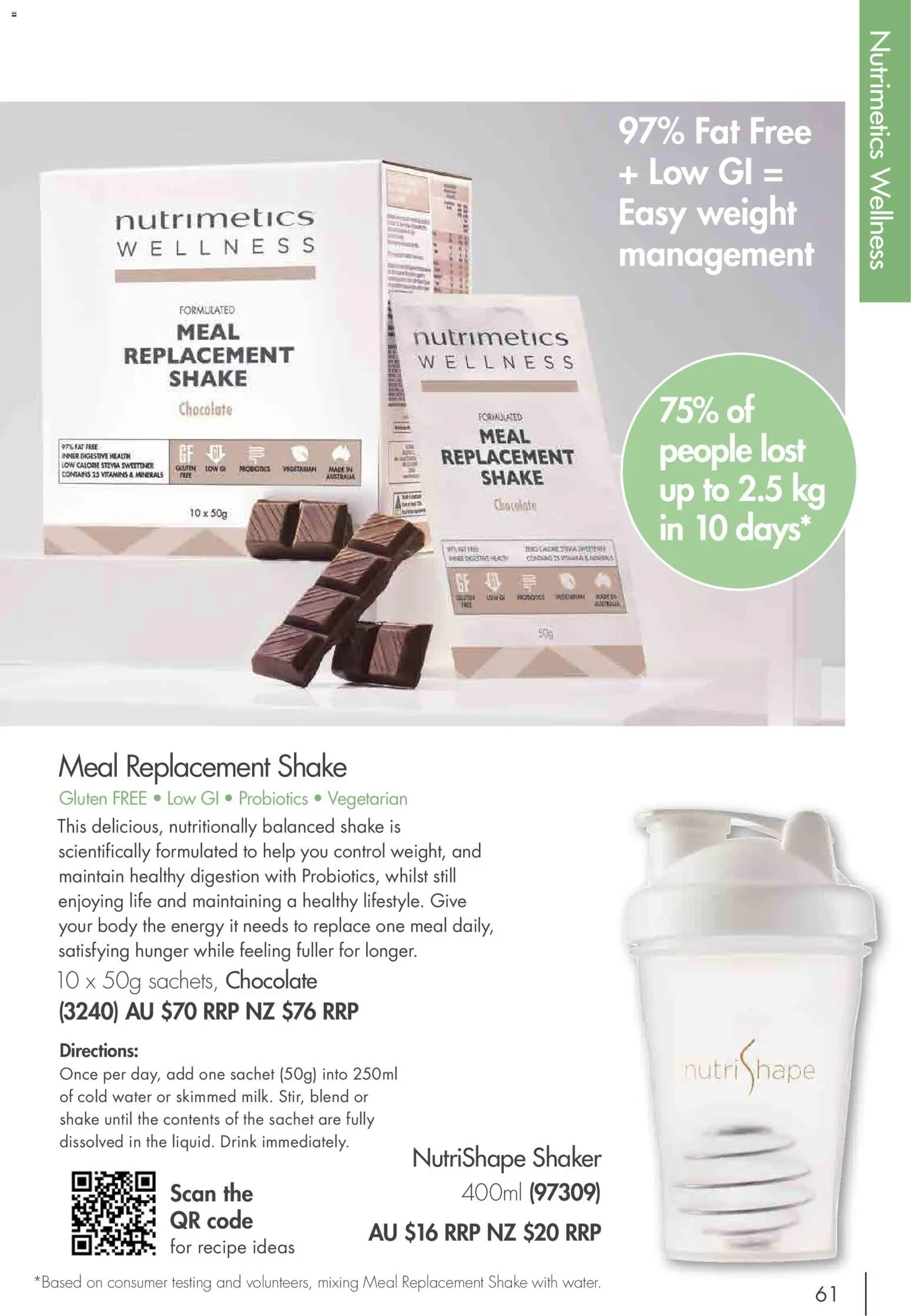 Nutrimetics catalogue - valid from 01.01.2026 | Page: 61 | Products: Chocolate, Water, Weight
