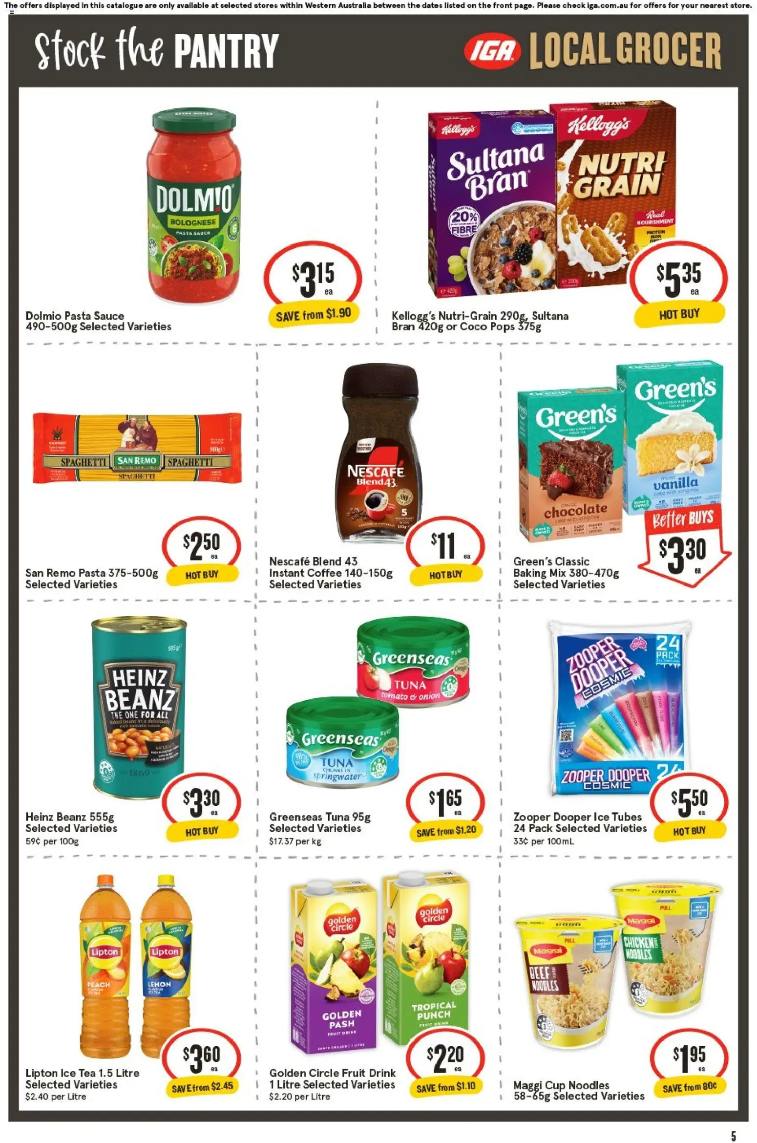IGA catalogue - valid from 24.12.2025 | Page: 5 | Products: Coffee, Tea, Pasta, Nescafe