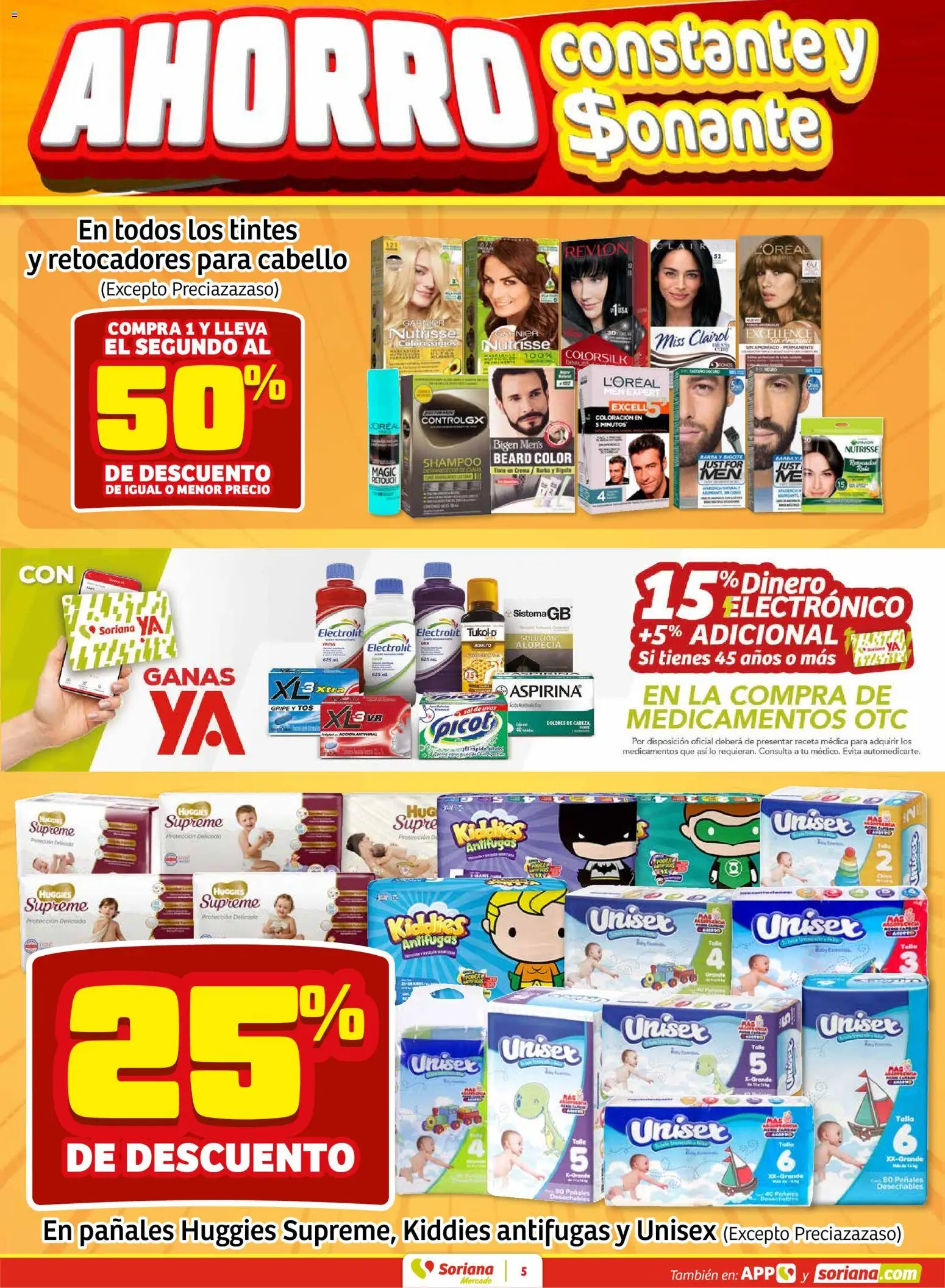 Nuevas ofertas de Soriana válidas en toda la República Mexicana desde el 08.01.2026. ¡Encuentra las mejores ofertas en Soriana - Fin de Semana Mercado: Saltillo y Torreón ! | Página: 5 | Productos: Sal, Crema, Huevo, Pañales