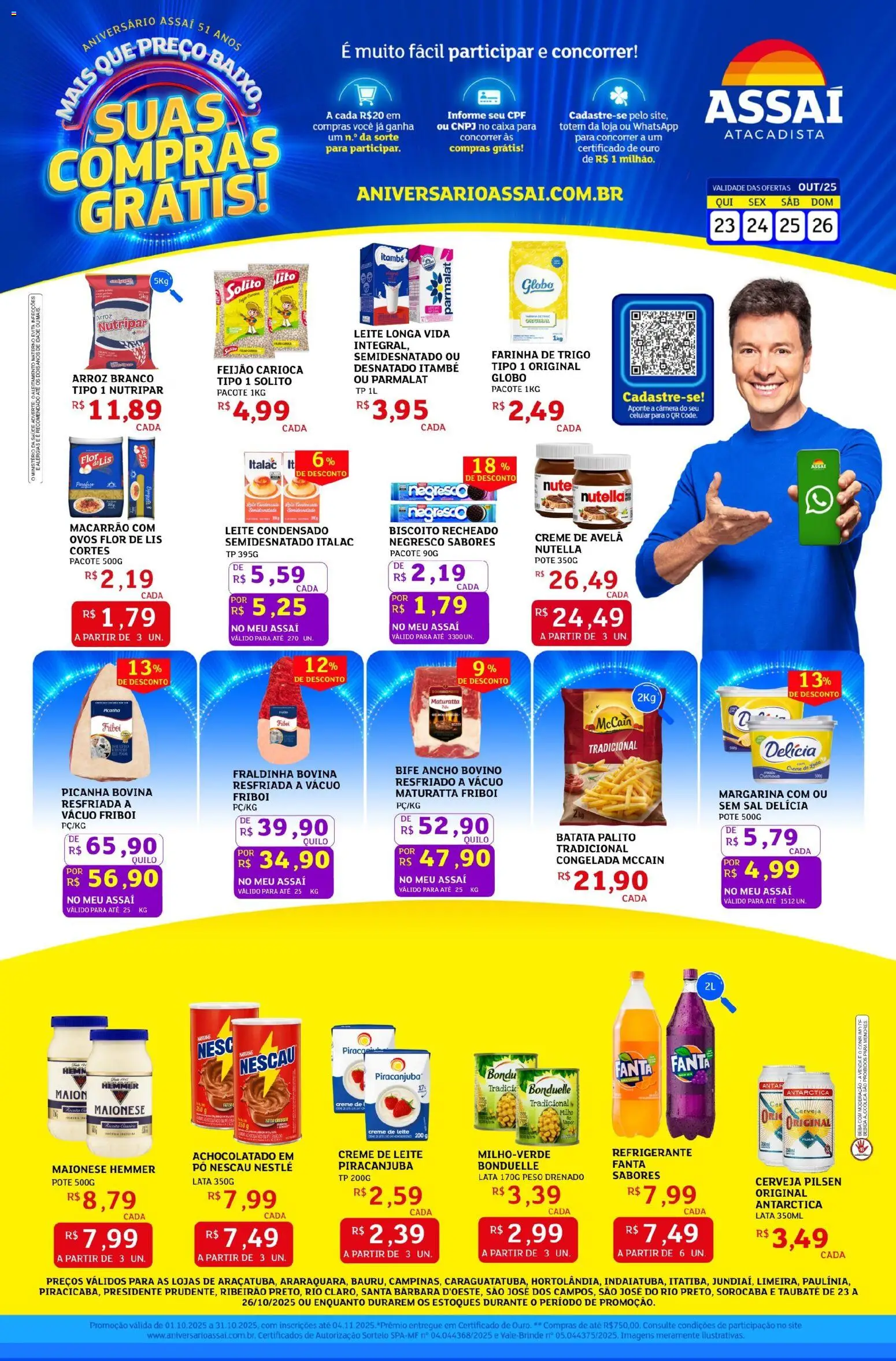 Assaí Atacadista Folheto - válido de 23.10.2025 | Página: 1 | Produtos: Fanta, Nescau, Cerveja, Refrigerante