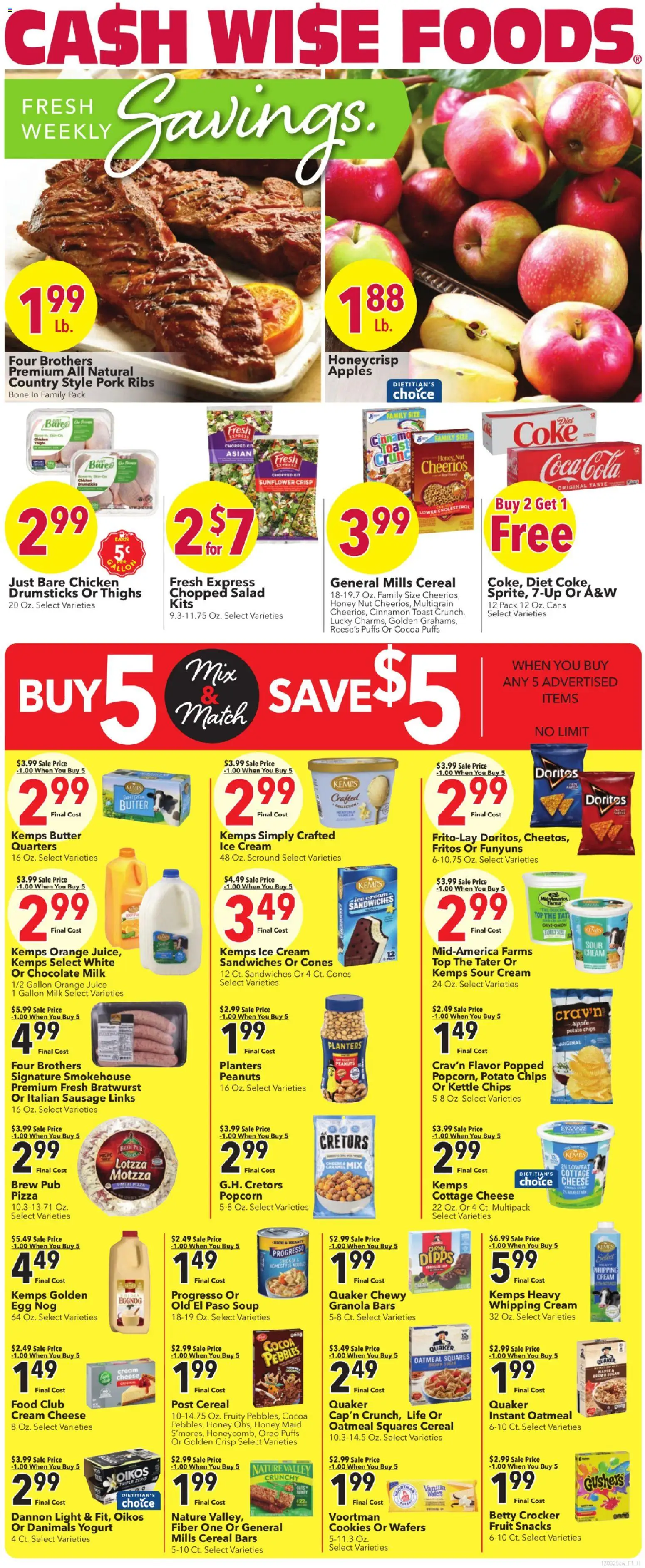 Cash Wise Weekly Ad - valid from 03.12.2025 | Page: 1 | Products: Milk, Pork, Cream, Cookies