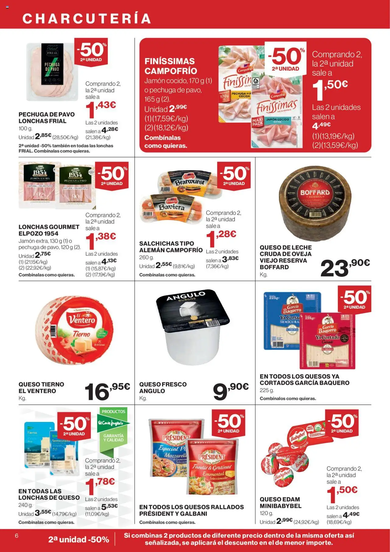 Nuevas ofertas de El Corte Inglés válidas en toda la República Mexicana desde el 09.10.2025. ¡Encuentra las mejores ofertas en El Corte - Catálogo Que necesitas hoy! | Página: 6 | Productos: Jamón cocido, Leche, Queso, Jamón