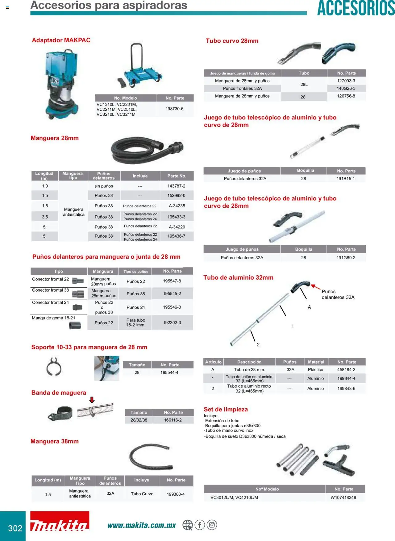 Nuevas ofertas de Makita válidas en toda la República Mexicana desde el 08.07.2024. ¡Encuentra las mejores ofertas en Makita catálogo Accesorios! | Página: 302 | Productos: Manguera, Extensión, Juego, Funda