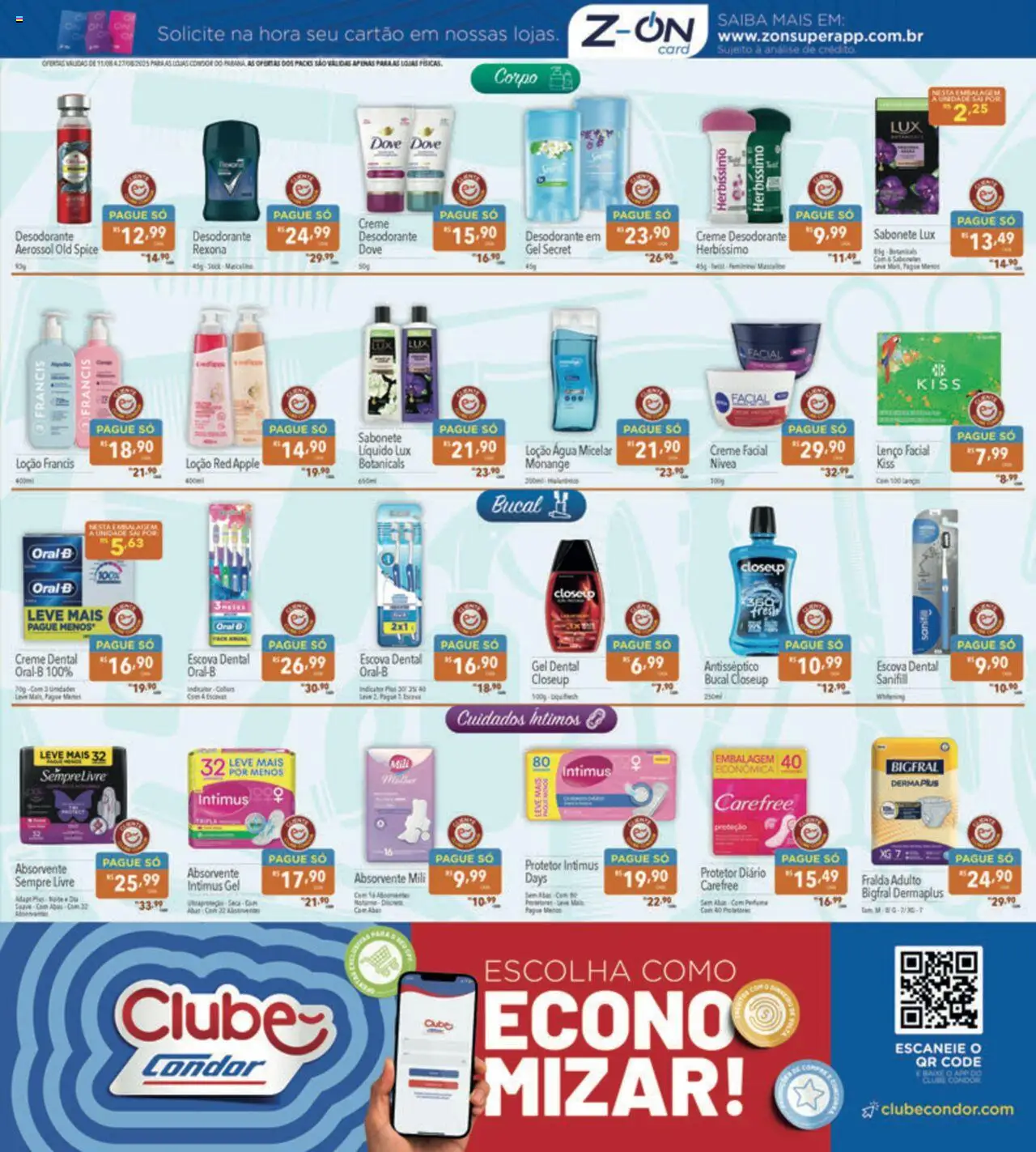 Supermercados Condor Folheto - válido de 11.08.2025 | Página: 21 | Produtos: Desodorante, Lenço, Sabonete, Dove