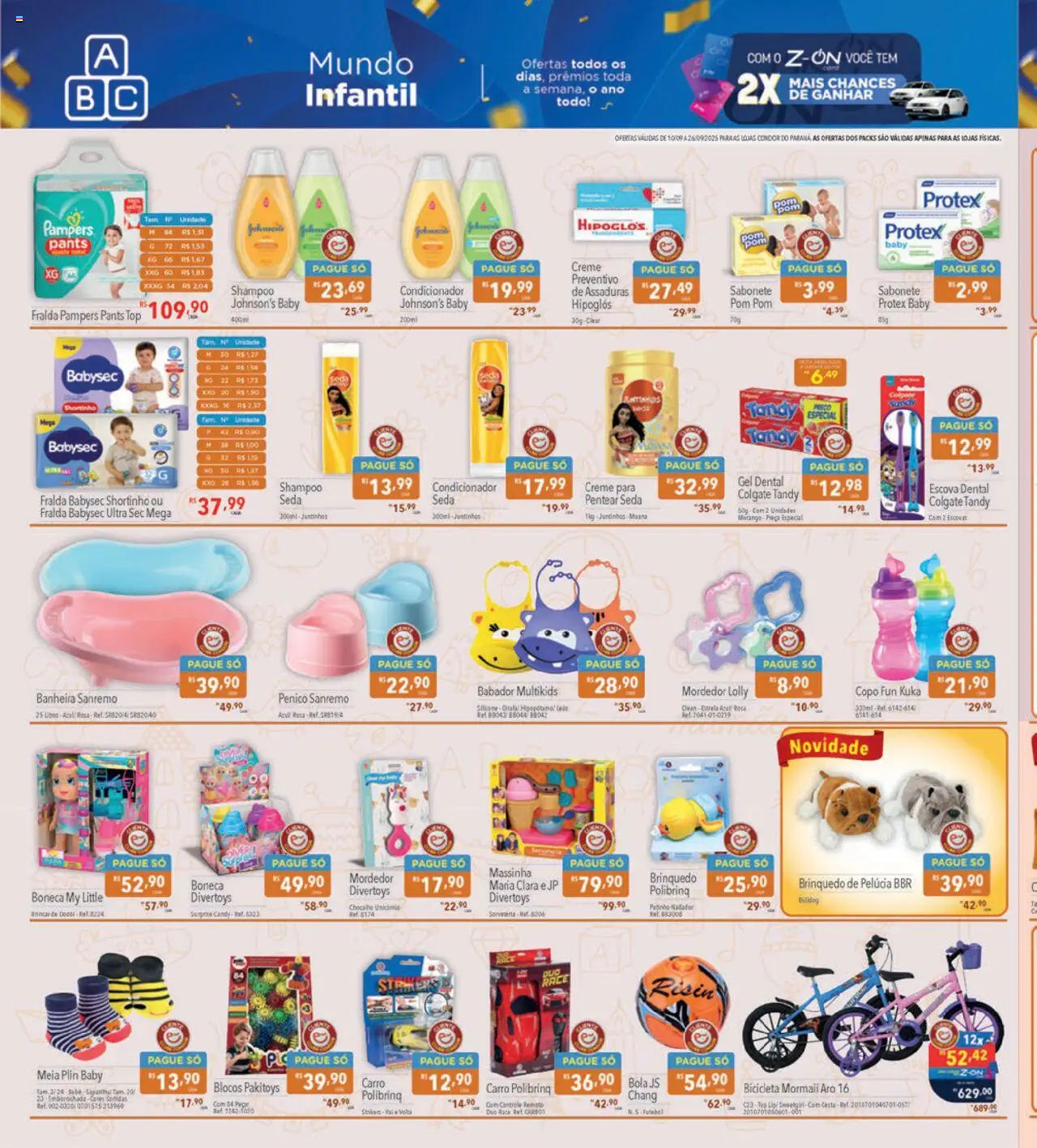 Supermercados Condor Folheto - válido de 10.09.2025 | Página: 24 | Produtos: Hipoglós, Fralda pampers, Condicionador, Boneca