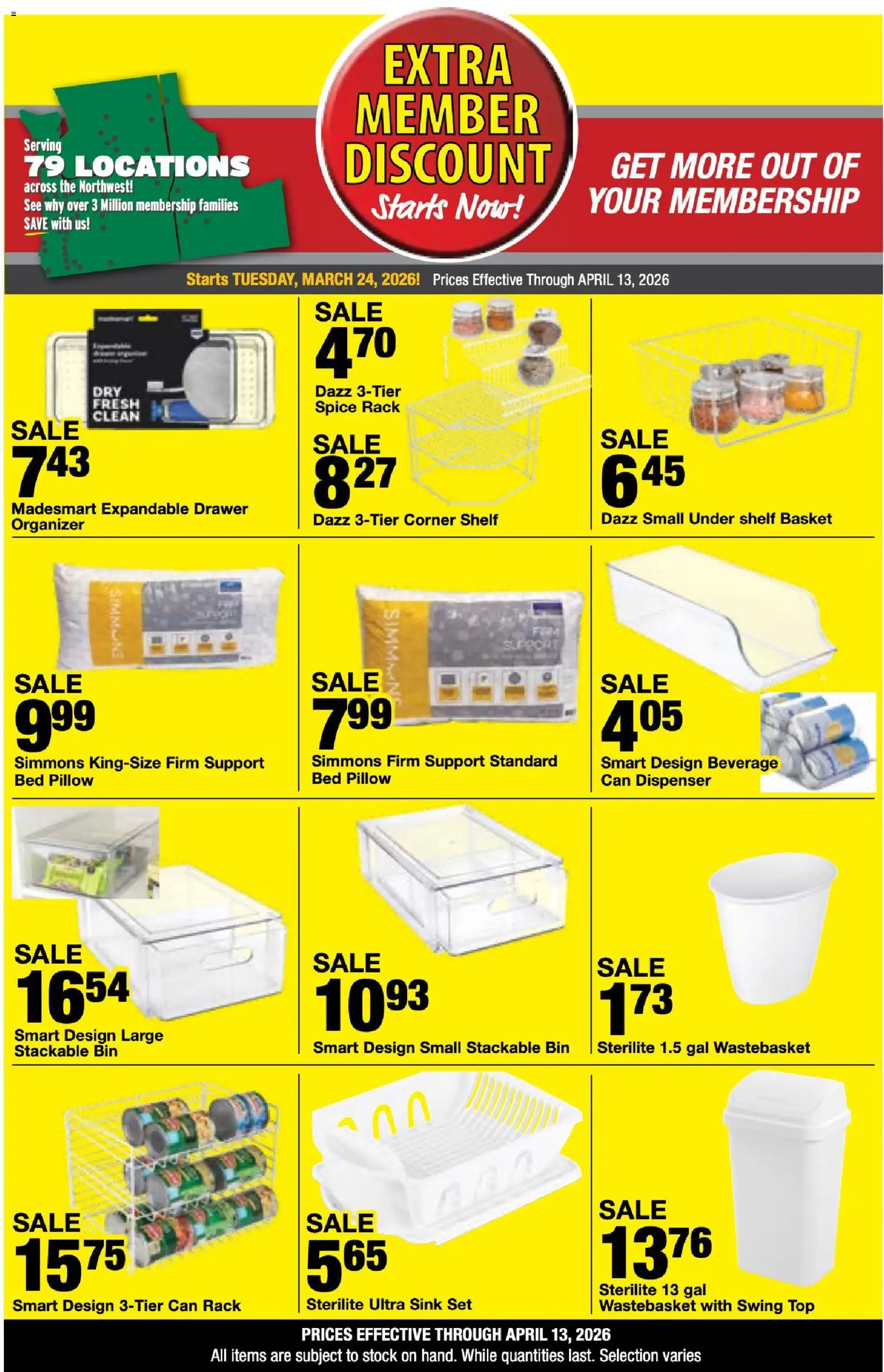 Bi-Mart Extra Membership Discount - valid from 24.03.2026 | Page: 2 | Products: Bed, Pillow, Shelf, Basket