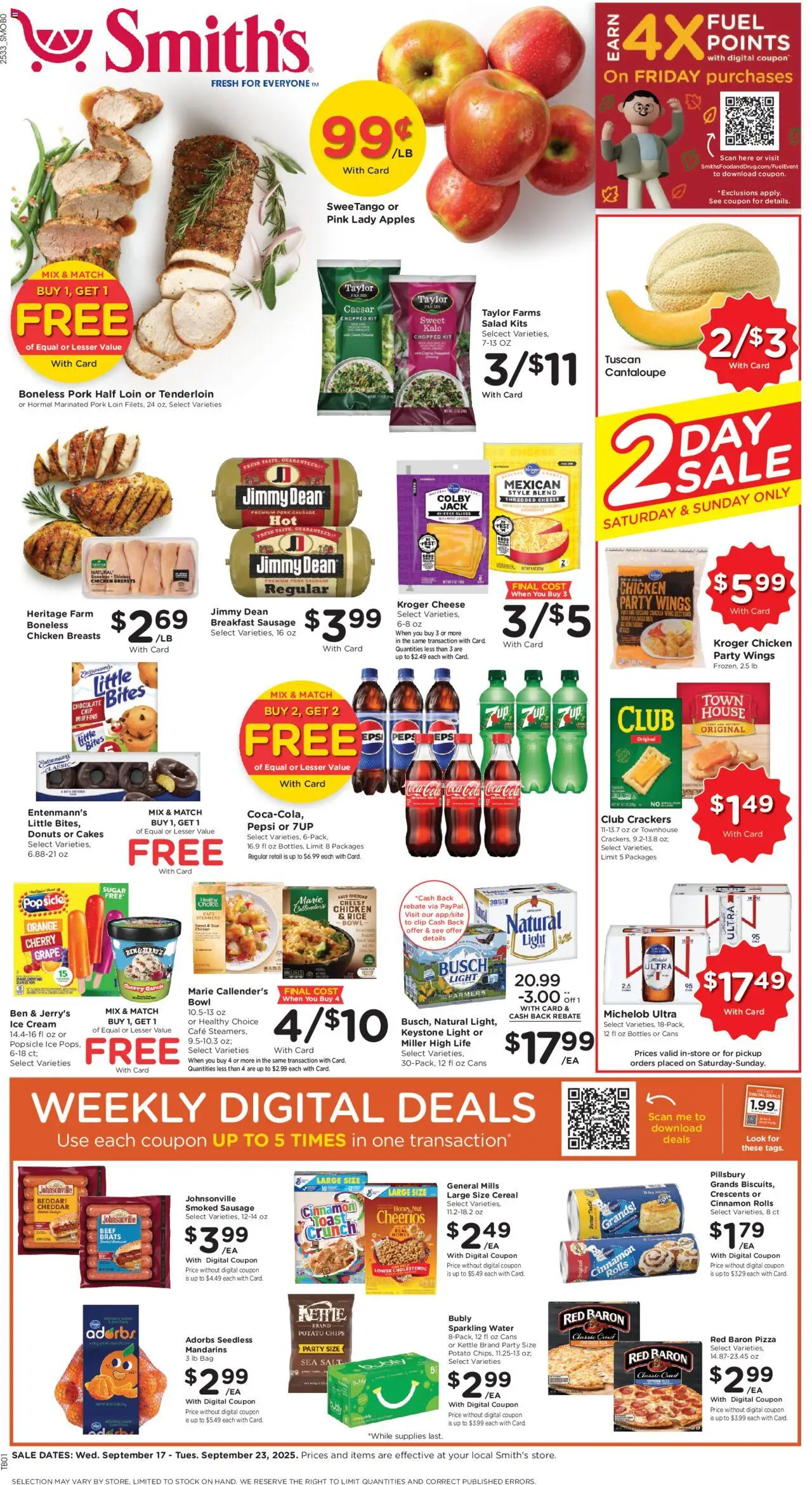 Smith's Weekly Ad - ID - valid from 17.09.2025 | Page: 1 | Products: Rice, Cream, Bag, Kettle