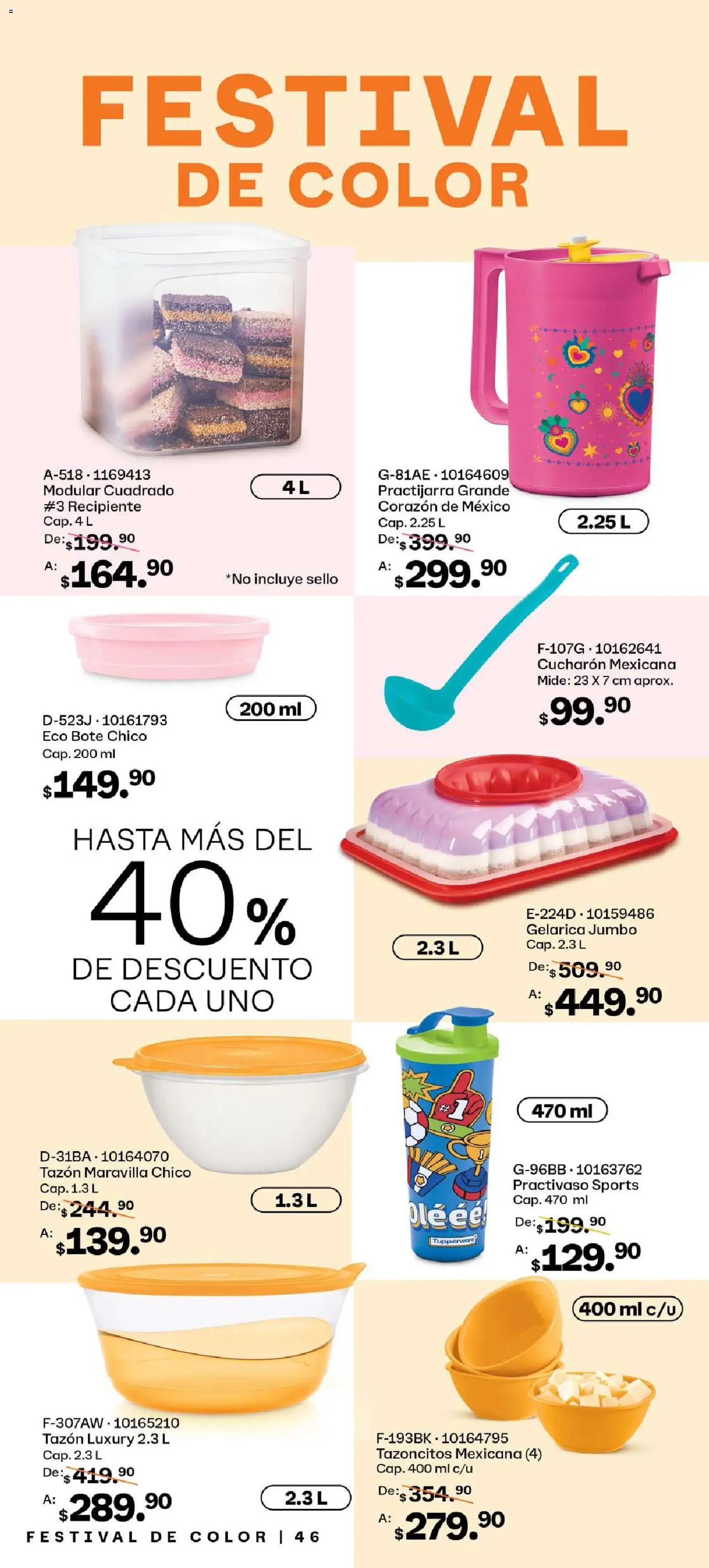 Nuevas ofertas de Tupperware válidas en toda la República Mexicana desde el 26.01.2026. ¡Encuentra las mejores ofertas en Tupperware catálogo! | Página: 46 | Productos: Cucharón, Modular
