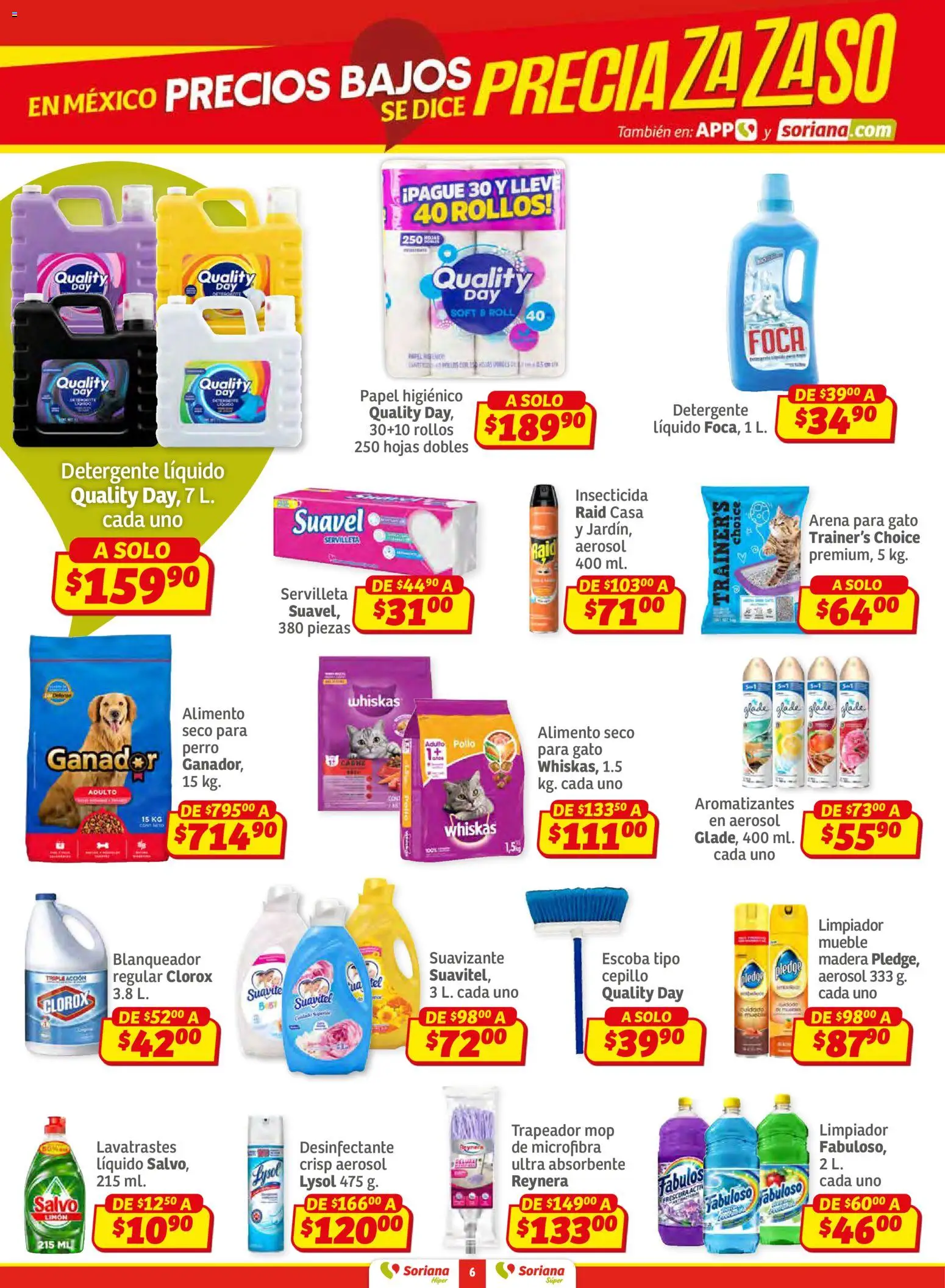 Nuevas ofertas de Soriana válidas en toda la República Mexicana desde el 15.01.2026. ¡Encuentra las mejores ofertas en Soriana - Preciazazaso Híper: Frontera BCN, Son! | Página: 6 | Productos: Limón, Limpiador, Desinfectante, Insecticida