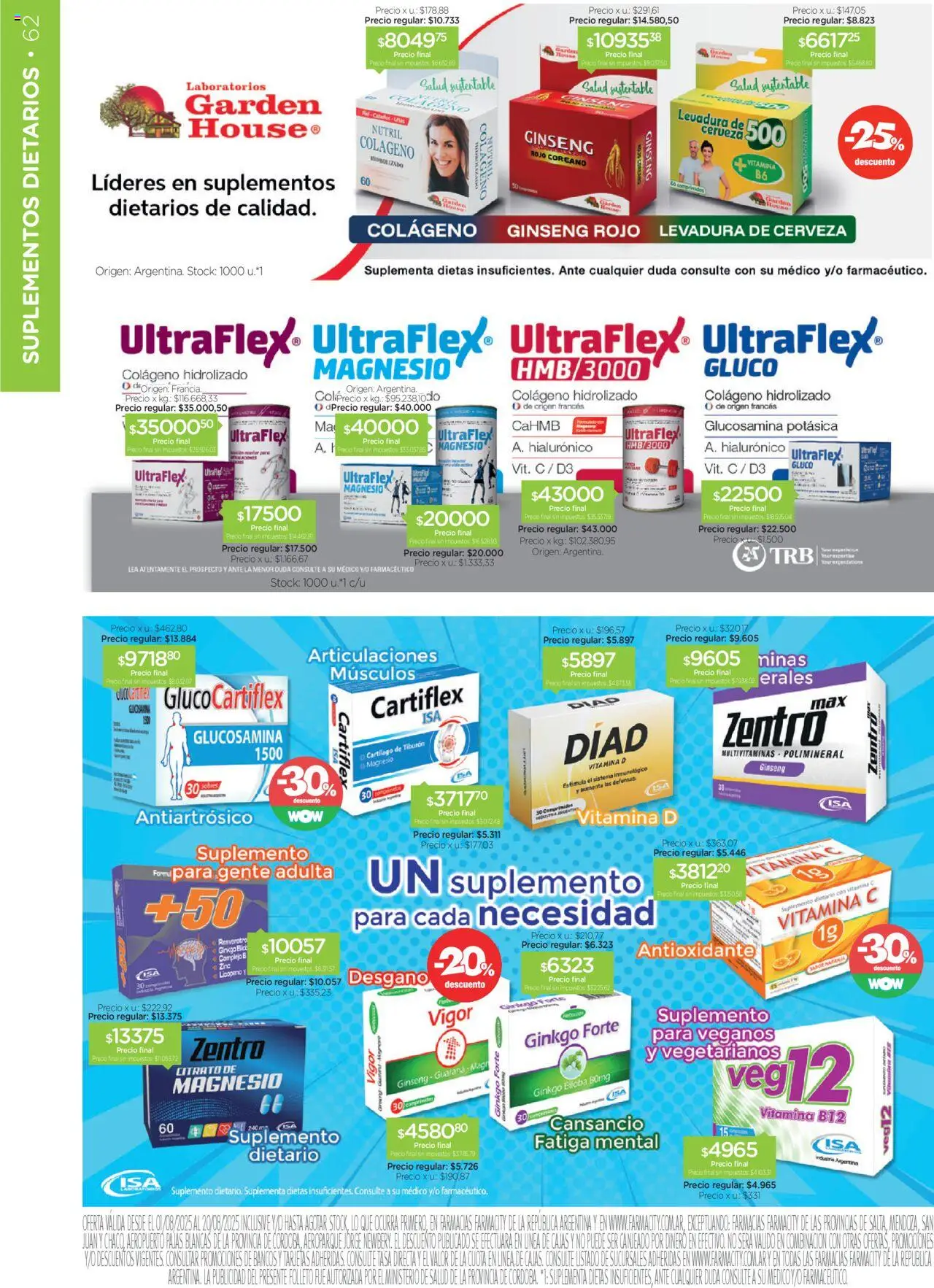 Farmacity catálogo │ válido desde el 01.08.2025 | Página: 62 | Productos: Suplemento dietario, Cerveza