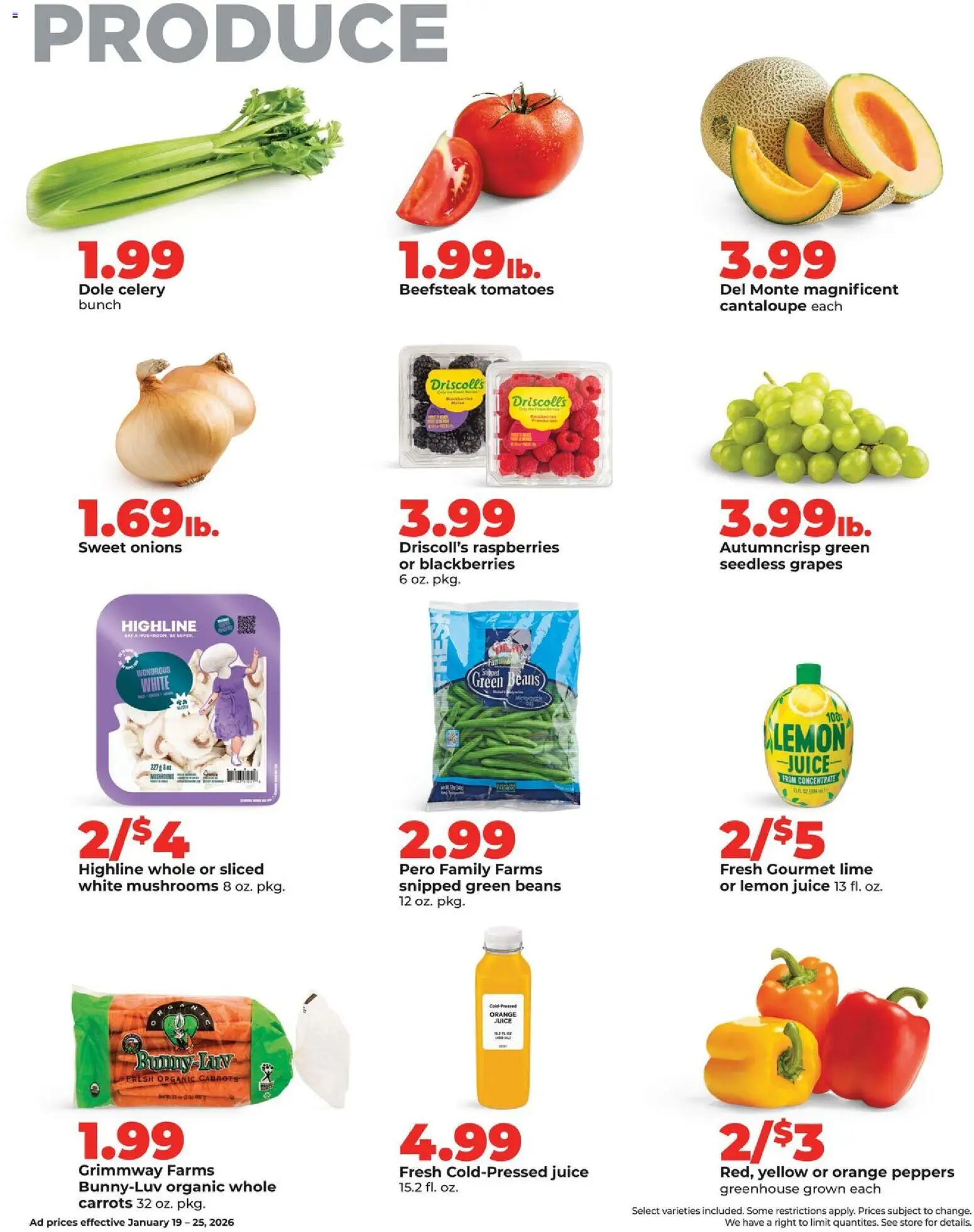 HyVee Weekly Ad - valid from 19.01.2026 | Page: 11 | Products: Juice, Tomatoes, Lime, Grapes