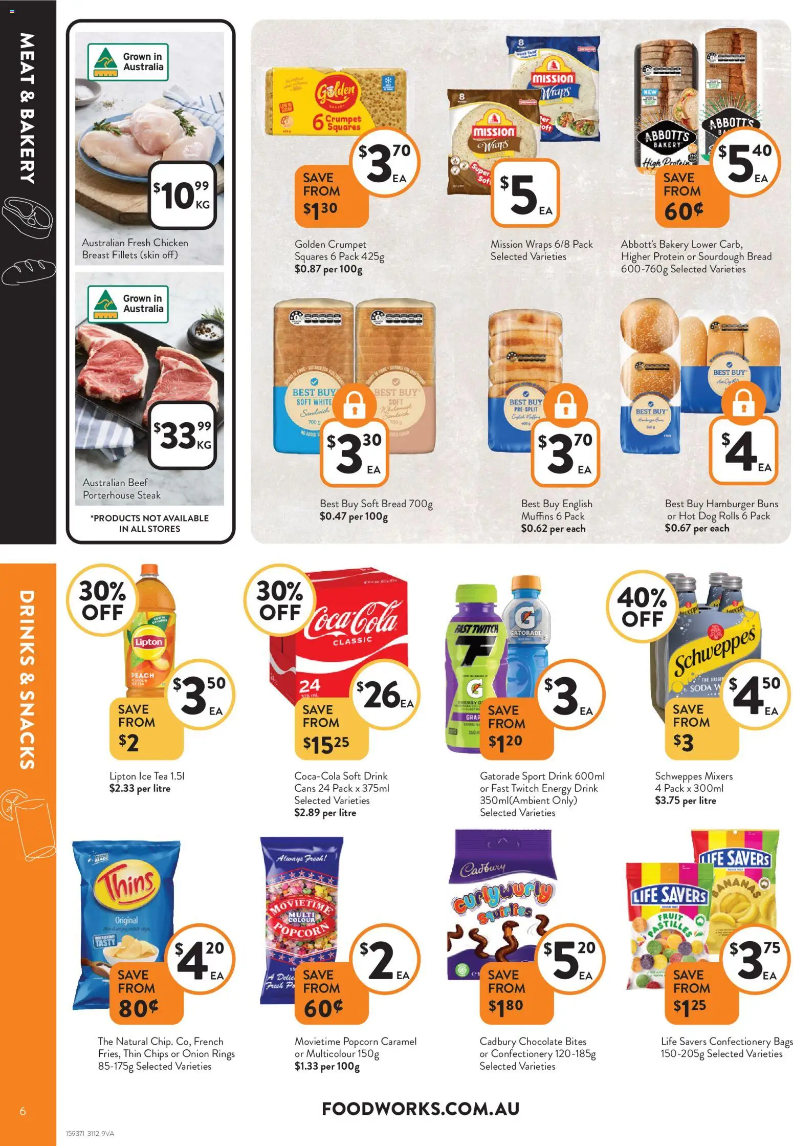 Foodworks catalogue - valid from 31.12.2025 | Page: 6 | Products: Tea, Chips, Peach, Bakery