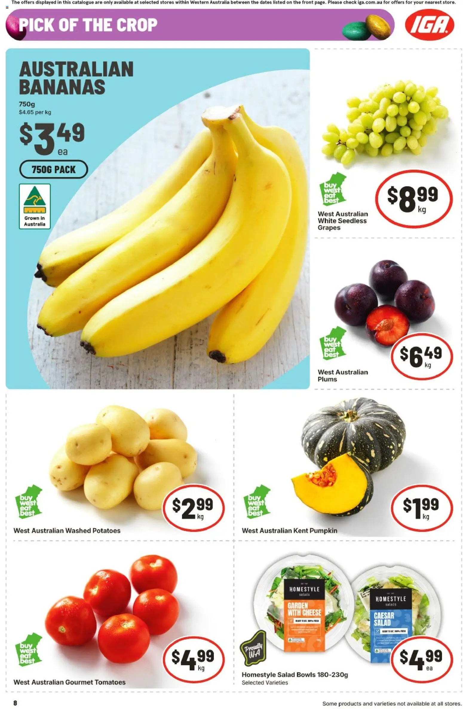 IGA catalogue - valid from 25.03.2026 | Page: 8 | Products: Cheese, Tomatoes, Grapes, Plums