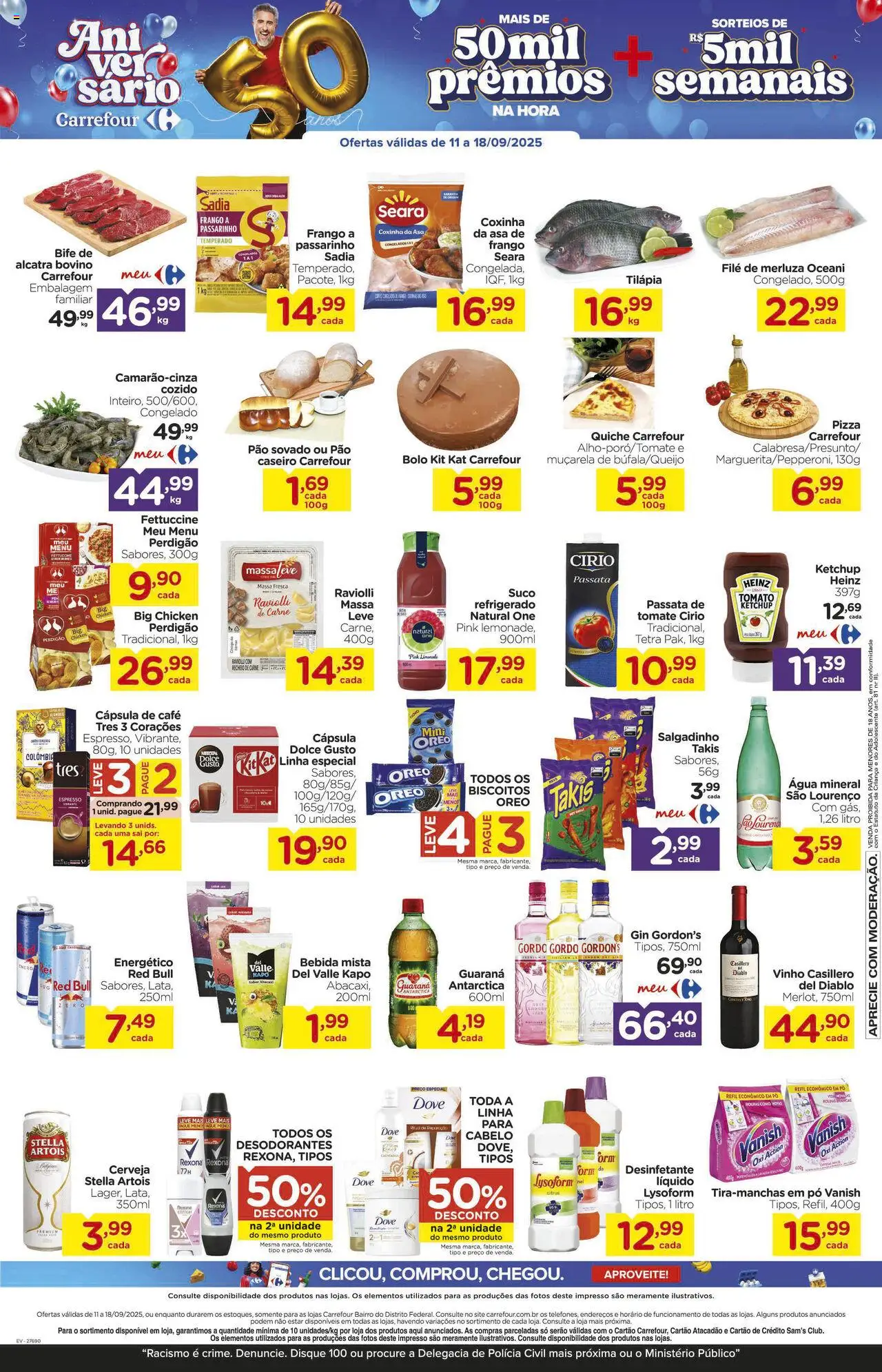 Carrefour Bairro Folheto - válido de 11.09.2025 | Página: 3 | Produtos: Guaraná, Tilápia, Bolo, Biscoitos