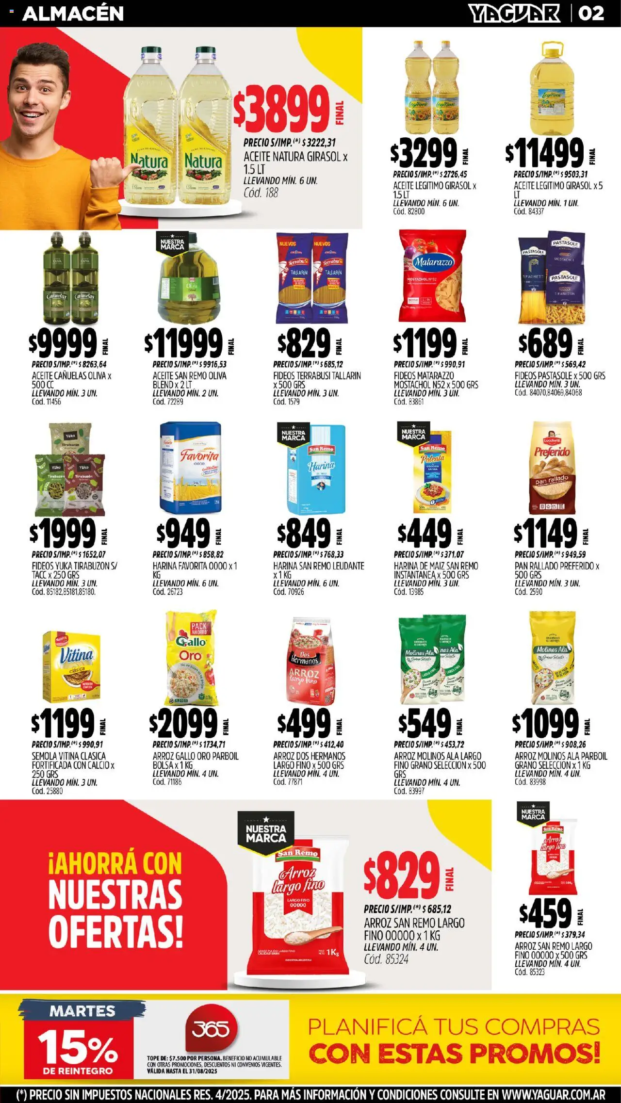 Yaguar - Mendoza │ válido desde el 18.08.2025 | Página: 2 | Productos: Harina, Maiz, Pan, Arroz