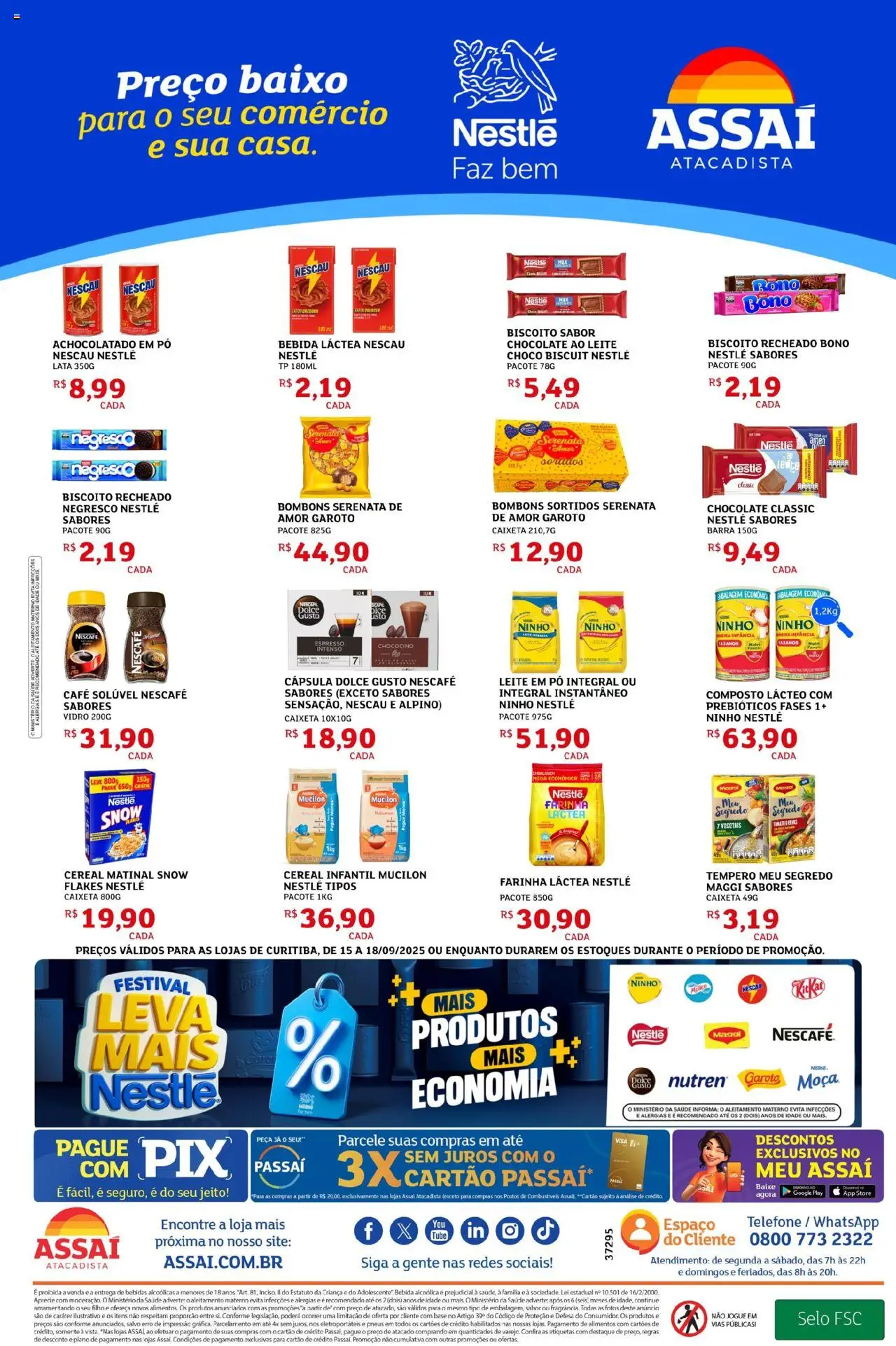 Assaí Atacadista Folheto - válido de 15.09.2025 | Página: 4 | Produtos: Biscoito, Nescau, Farinha láctea, Base