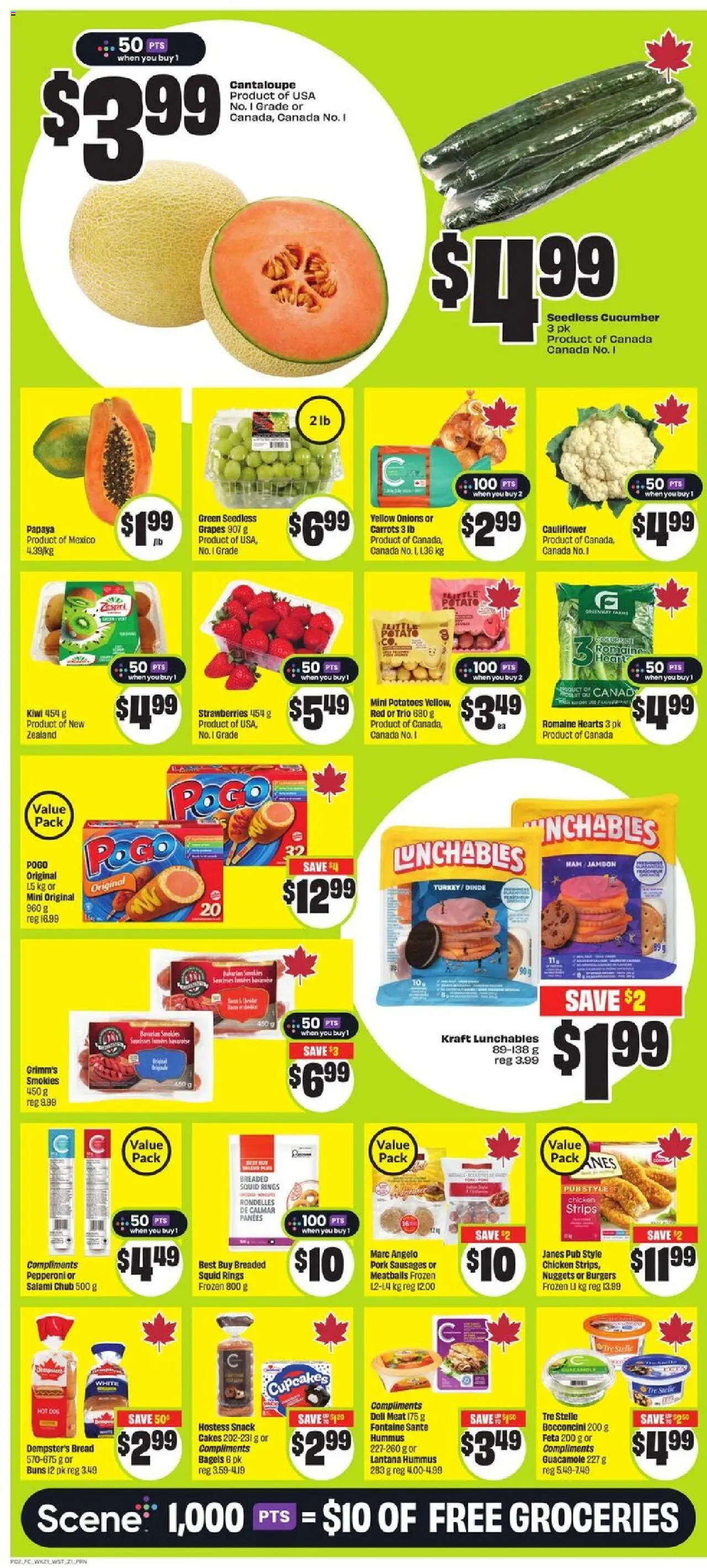 FreshCo flyer valid from 18.09.2025 | Page: 3 | Products: Strawberries, Potatoes, Salami, Ham