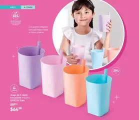 Vista previa de Juego de 4 vasos con popote Plástico., Set of 4 plastic cups with straw., nuevo folleto de la tienda, válido en México a partir del 02.04.2026 | Página: 184