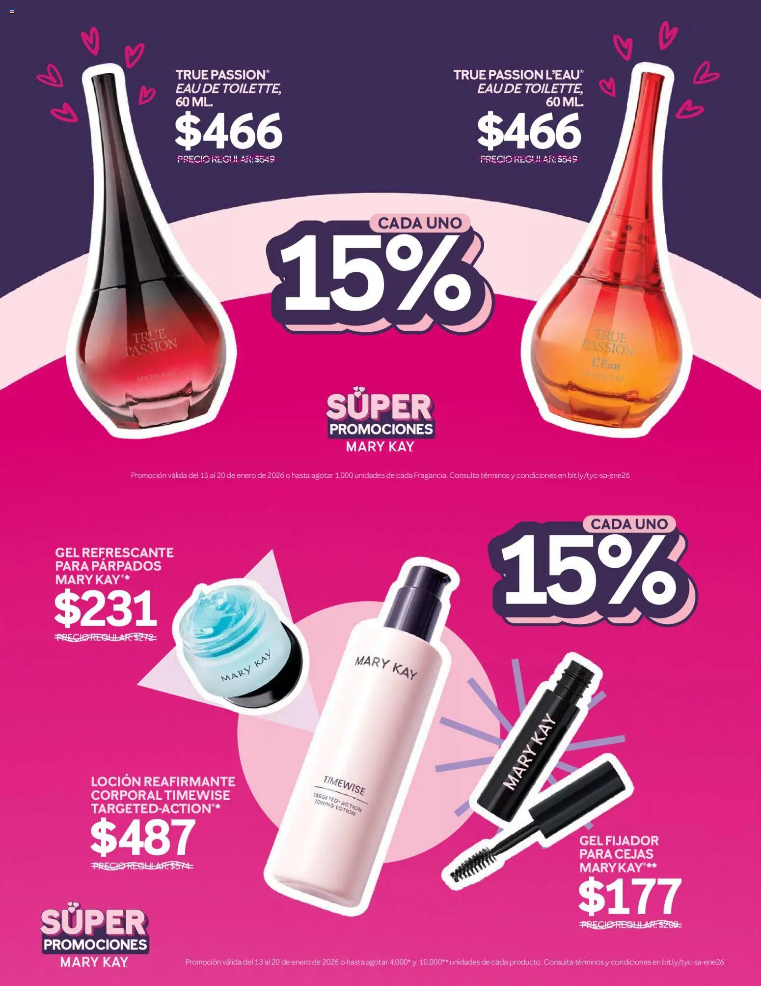 Nuevas ofertas de Mary Kay válidas en toda la República Mexicana desde el 13.01.2026. ¡Encuentra las mejores ofertas en Mary Kay catálogo Súper Promociones! | Página: 3 | Productos: Fijador, Loción, Body, Eau de toilette