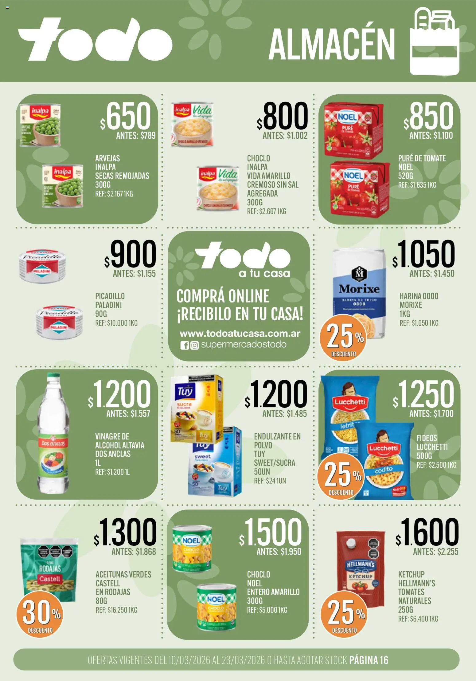 Supermercados TODO - Ofertas │ válido desde el 10.03.2026 | Página: 16 | Productos: Vinagre, Sal, Tomate, Pure de Tomate