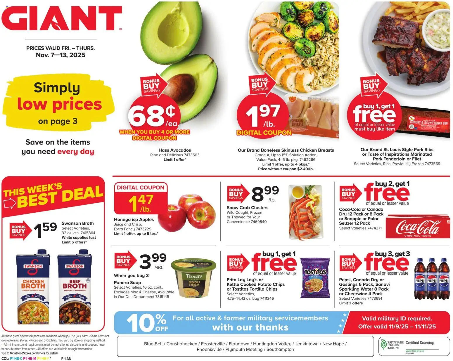 Giant Weekly Ad - valid from 07.11.2025 | Page: 1 | Products: Pork, Beef, Chips, Sugar