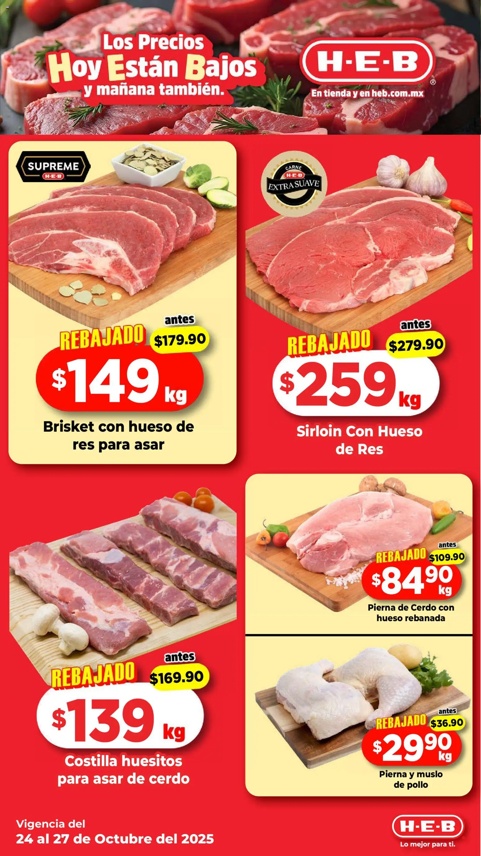 Nuevas ofertas de H-E-B válidas en toda la República Mexicana desde el 24.10.2025. ¡Encuentra las mejores ofertas en H-E-B folleto! | Página: 2 | Productos: Pollo, Cerdo, Res
