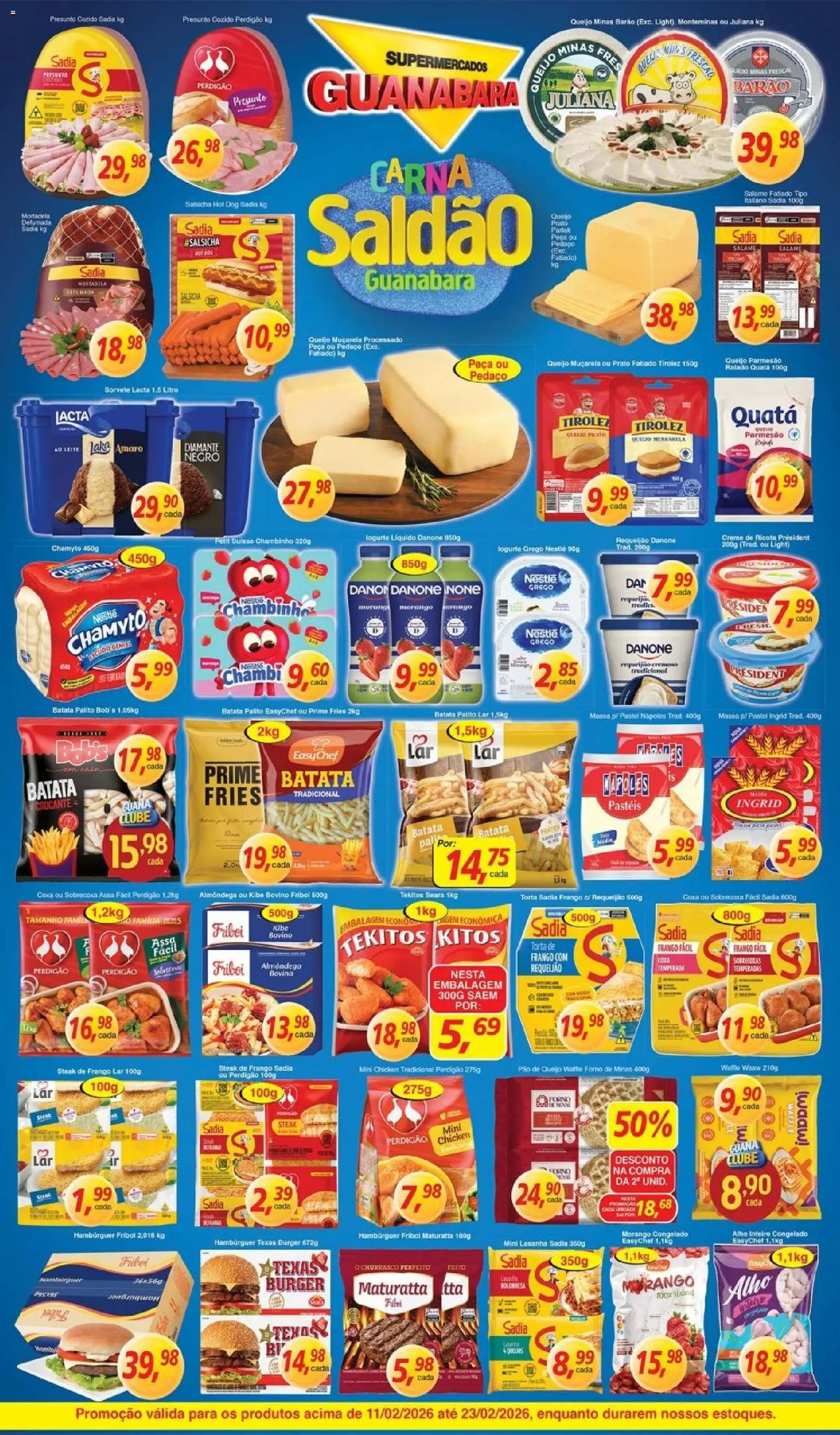 Supermercados Guanabara Folheto - válido de 11.02.2026 | Página: 8 | Produtos: Leite, Lasanha, Batata, Frango