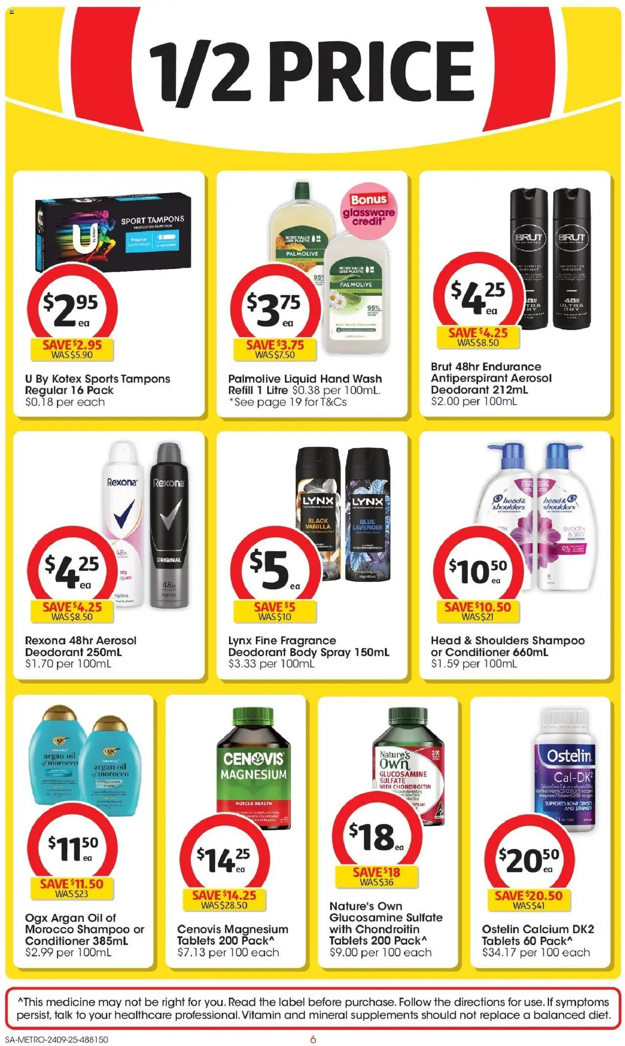 Coles catalogue - valid from 24.09.2025 | Page: 6 | Products: Antiperspirant, Tampons, Tablets, Vitamin
