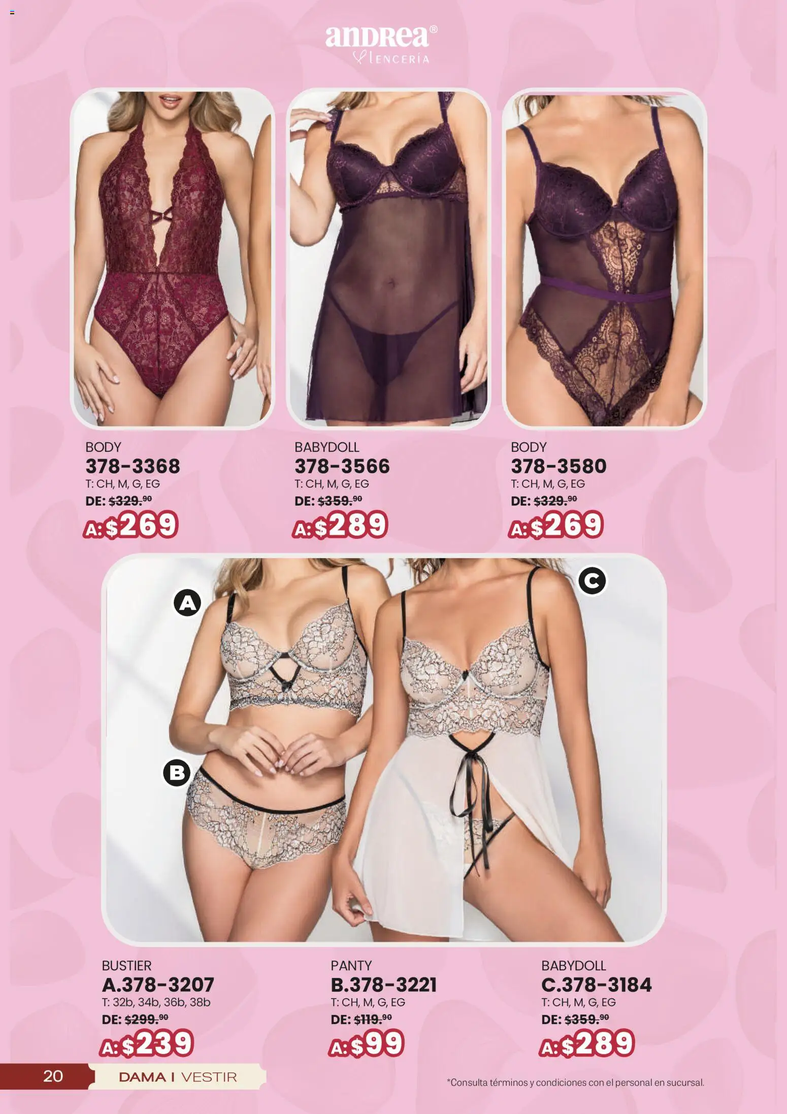 Nuevas ofertas de Andrea válidas en toda la República Mexicana desde el 25.01.2026. ¡Encuentra las mejores ofertas en Andrea catálogo San Vatentín! | Página: 20 | Productos: Body, Lenceria