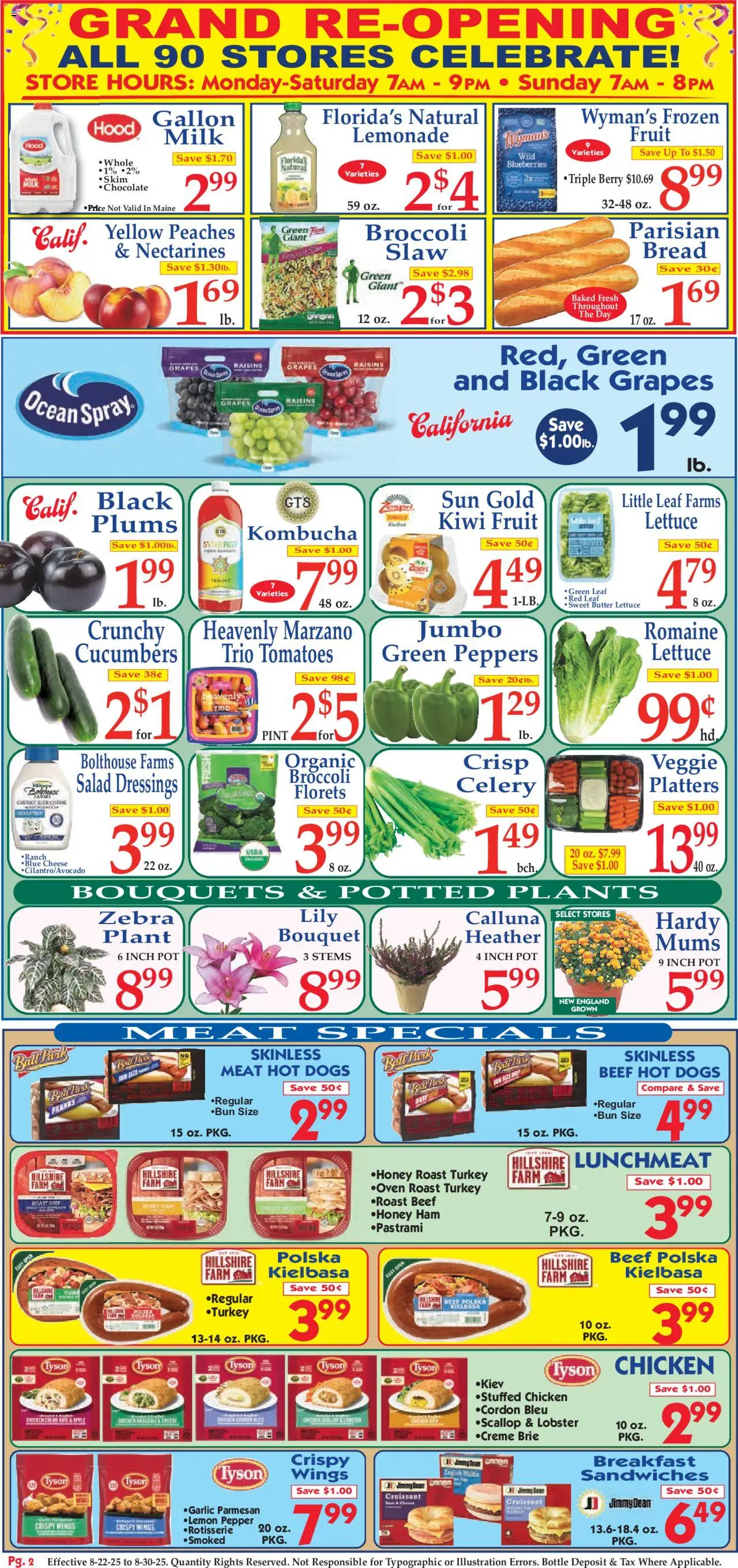 Market Basket Grand Opening - valid from 22.08.2025 | Page: 2 | Products: Peaches, Bread, Salad, Lemon