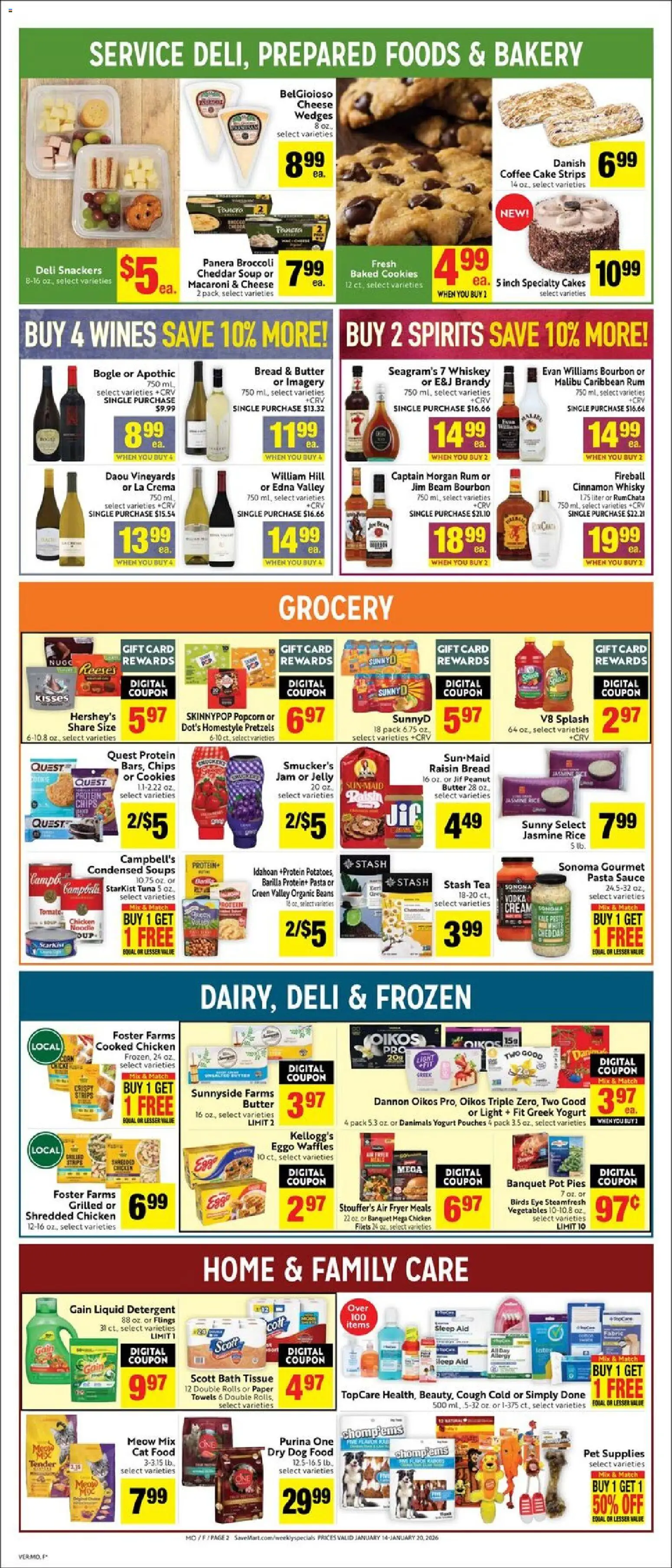 Save Mart Weekly Ad - valid from 14.01.2026 | Page: 2 | Products: Broccoli, Coffee, Rice, Detergent