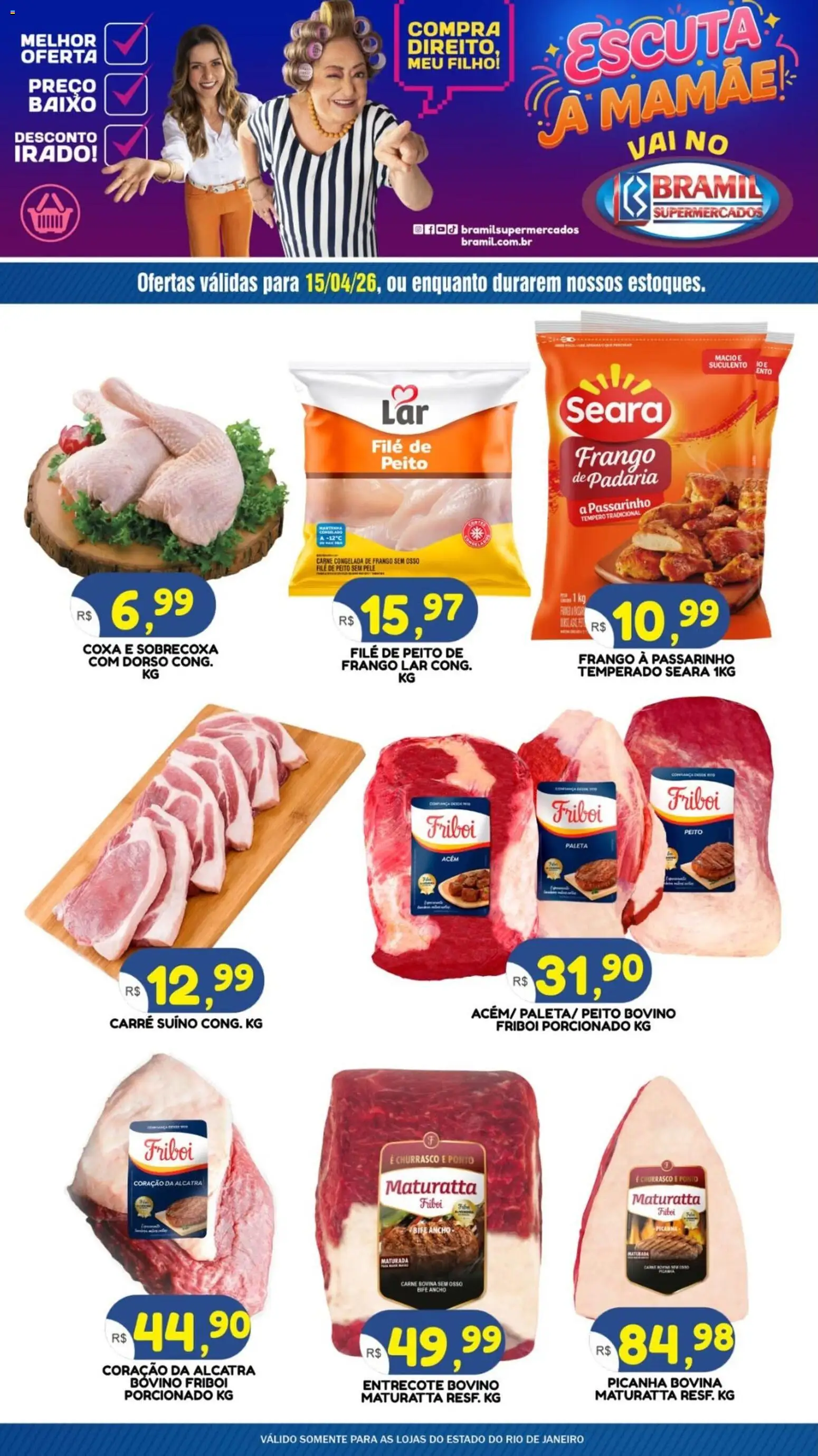 Bramil Supermercados Folheto - válido de 15.04.2026 | Página: 1 | Produtos: Acém, Carne, Baixo, Frango