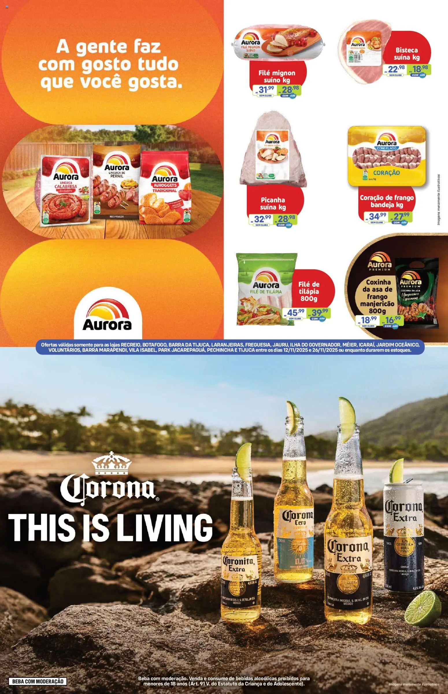 Prezunic Folheto - válido de 12.11.2025 | Página: 4 | Produtos: Picanha, Coração de frango, Cerveja, Filé de tilápia