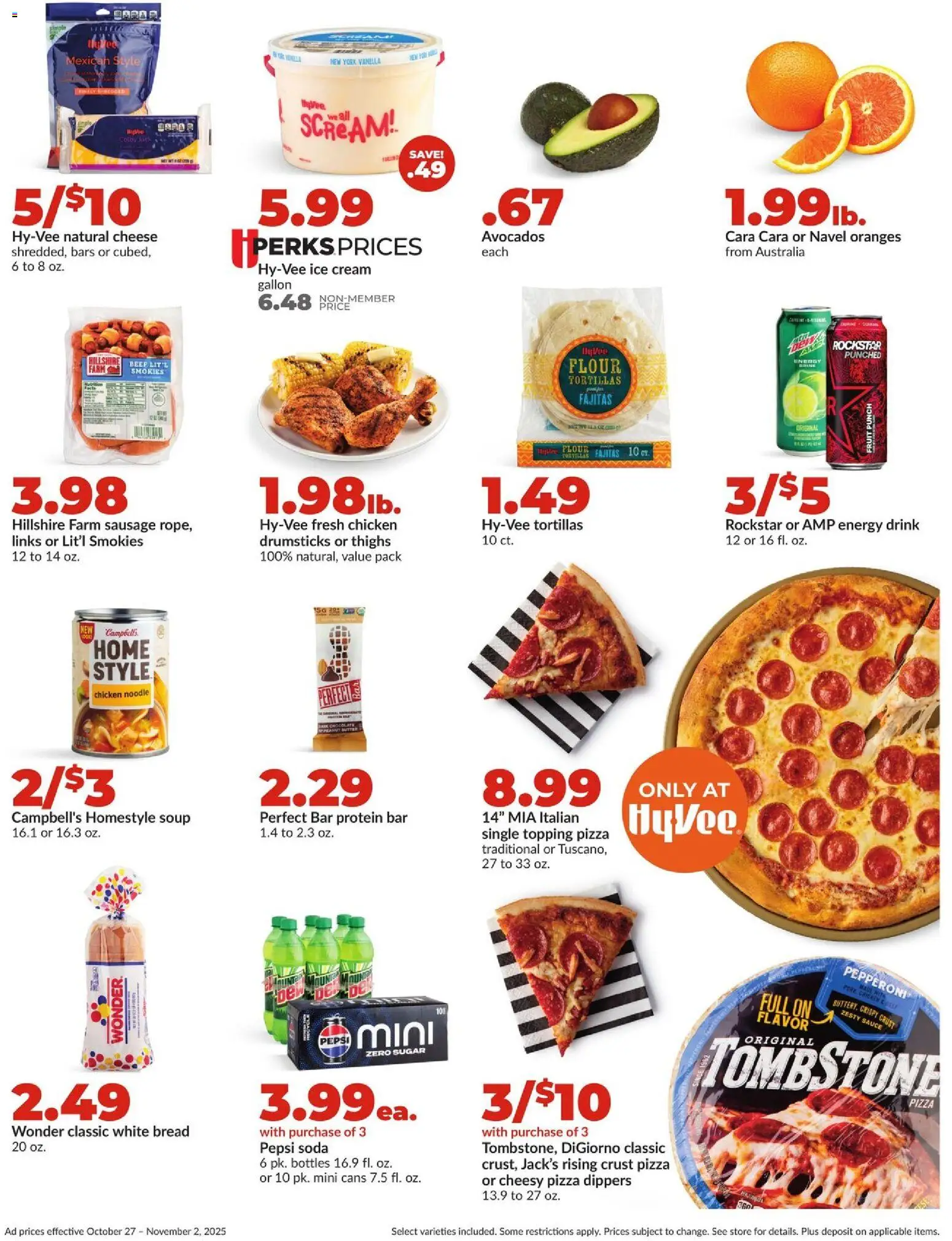 HyVee Weekly Ad - valid from 27.10.2025 | Page: 2 | Products: Butter, Oranges, Sugar, Sausage