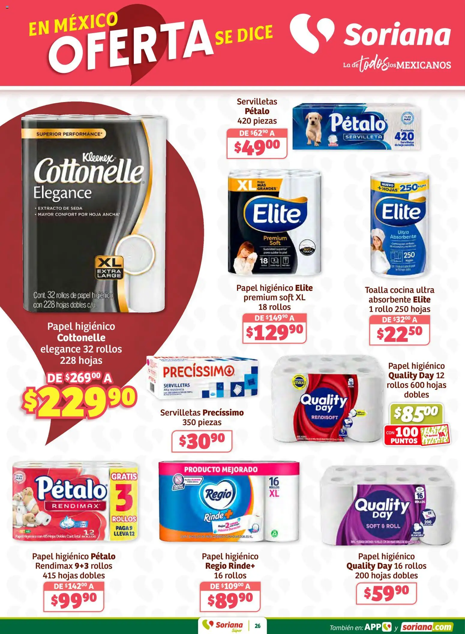 Nuevas ofertas de Soriana válidas en toda la República Mexicana desde el 12.02.2026. ¡Encuentra las mejores ofertas en Soriana - Preciazazaso Súper: Frontera Chih, Coah, Tamaulipas! | Página: 26 | Productos: Huevo, Toalla, Té, Servilletas