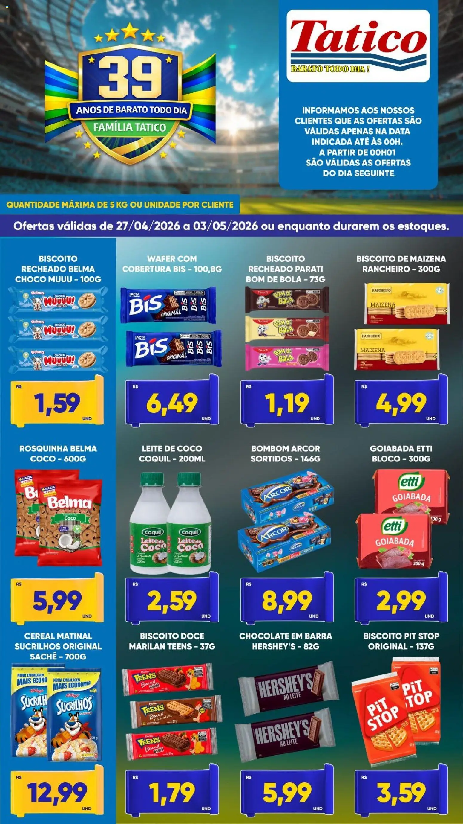 Tatico Folheto - válido de 27.04.2026 | Página: 5 | Produtos: Sucrilhos, Bombom, Goiabada, Avelã